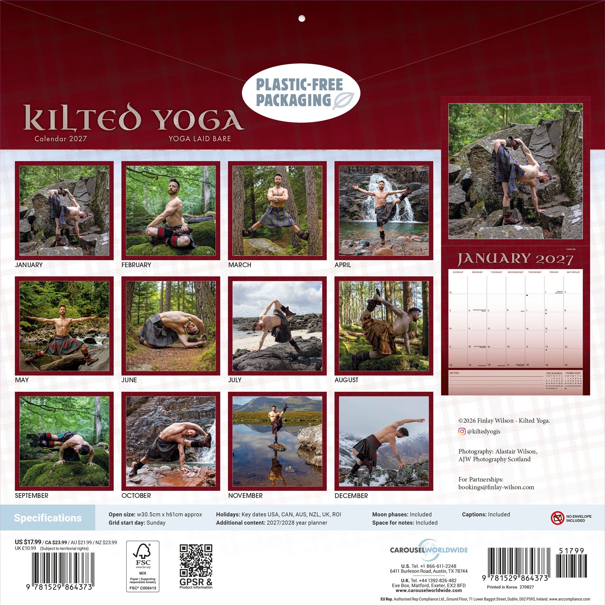 Calendrier mural Kilted Yoga 2027