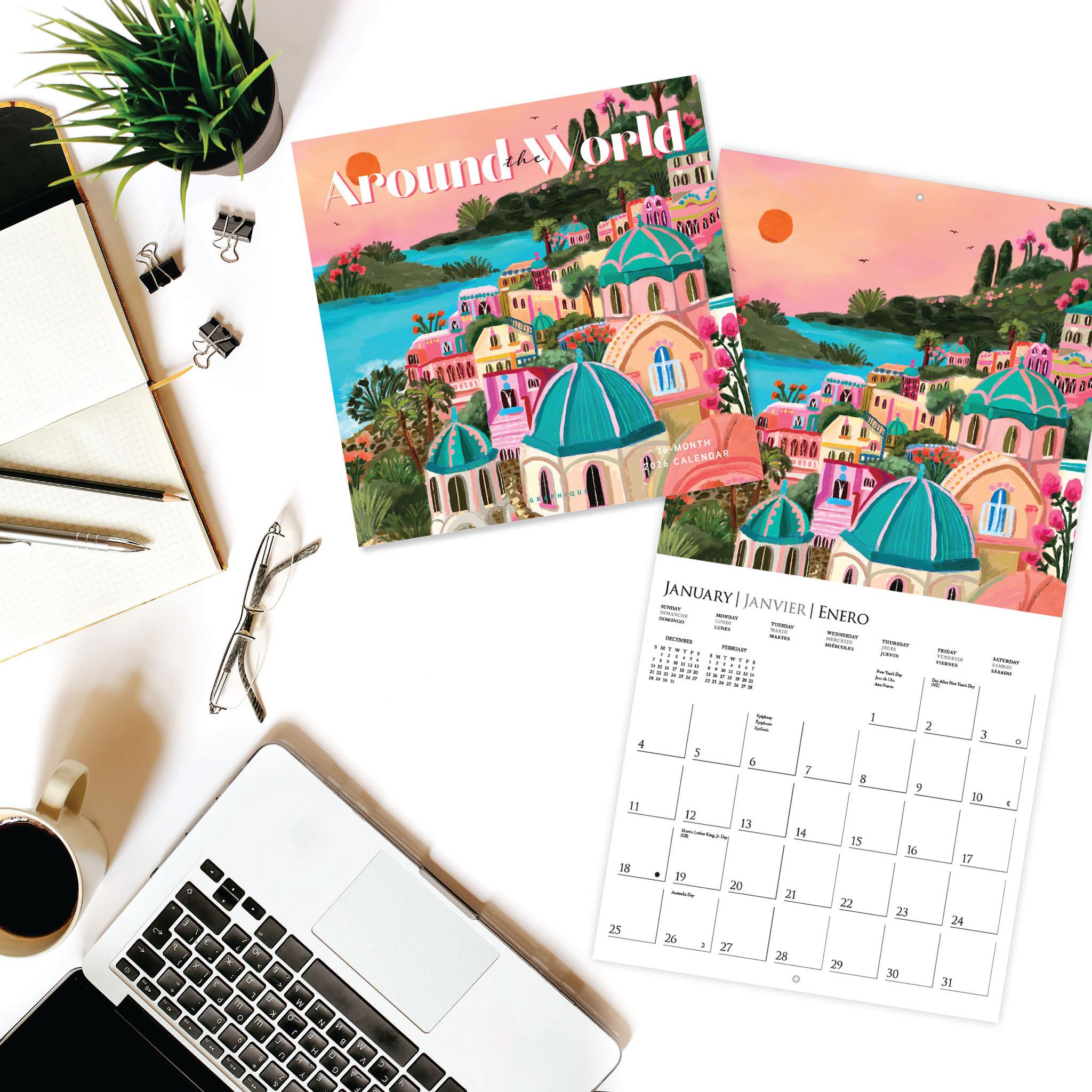 Calendrier mural Tour du monde 2026 - Disponible uniquement en ligne