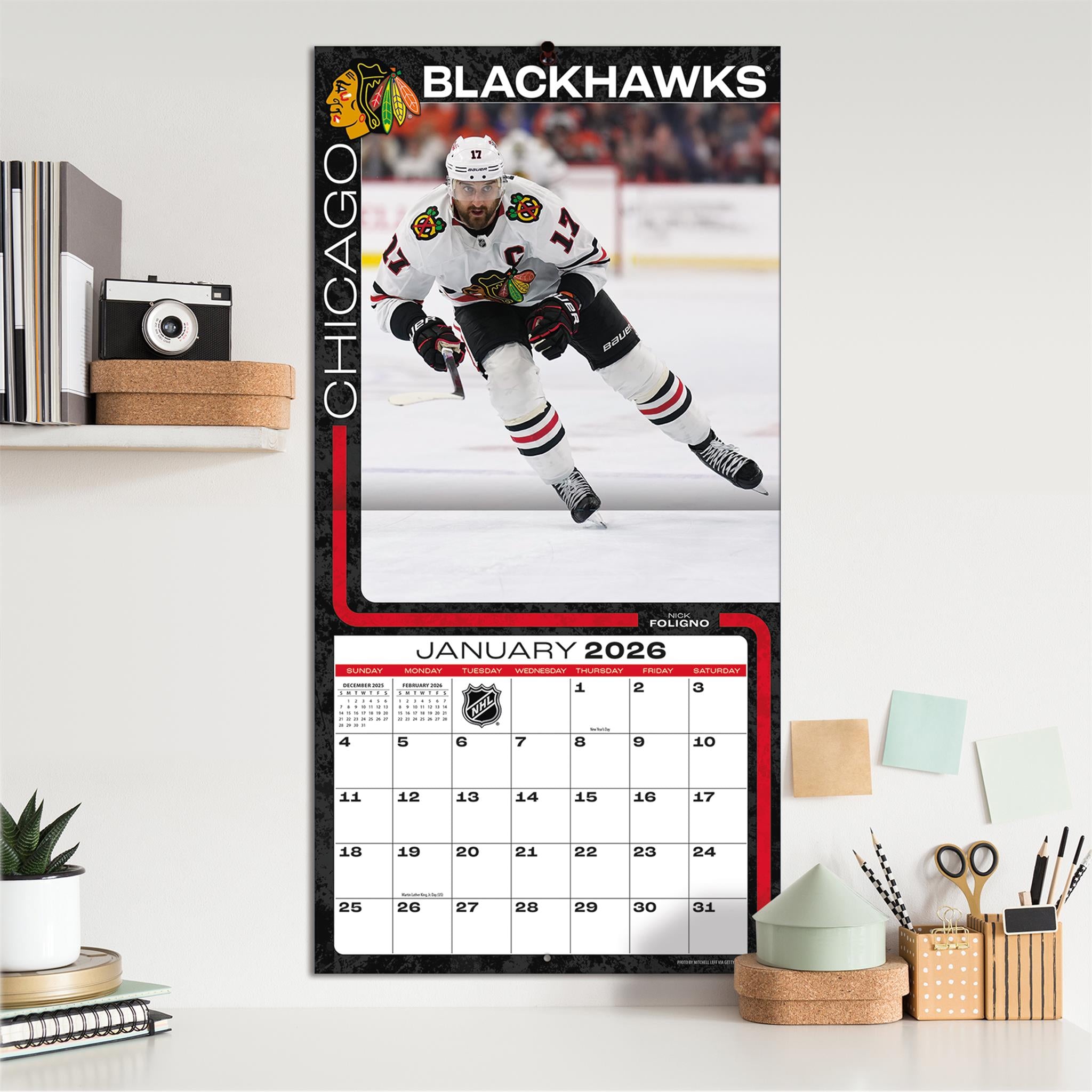 Calendrier mural 2026 des Blackhawks de Chicago (NHL)