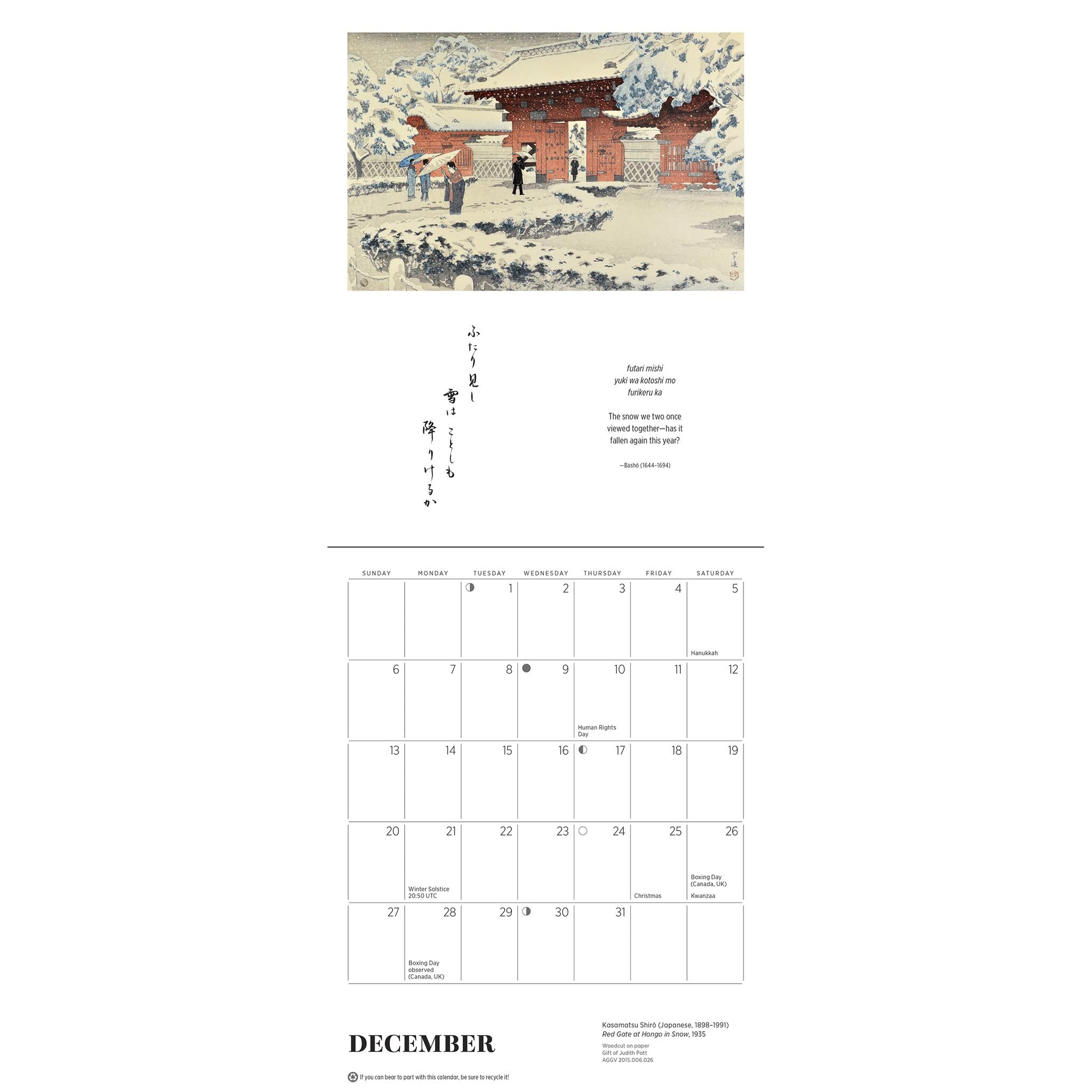 Haïku : Art et poésie japonais - Mini-calendrier 2026