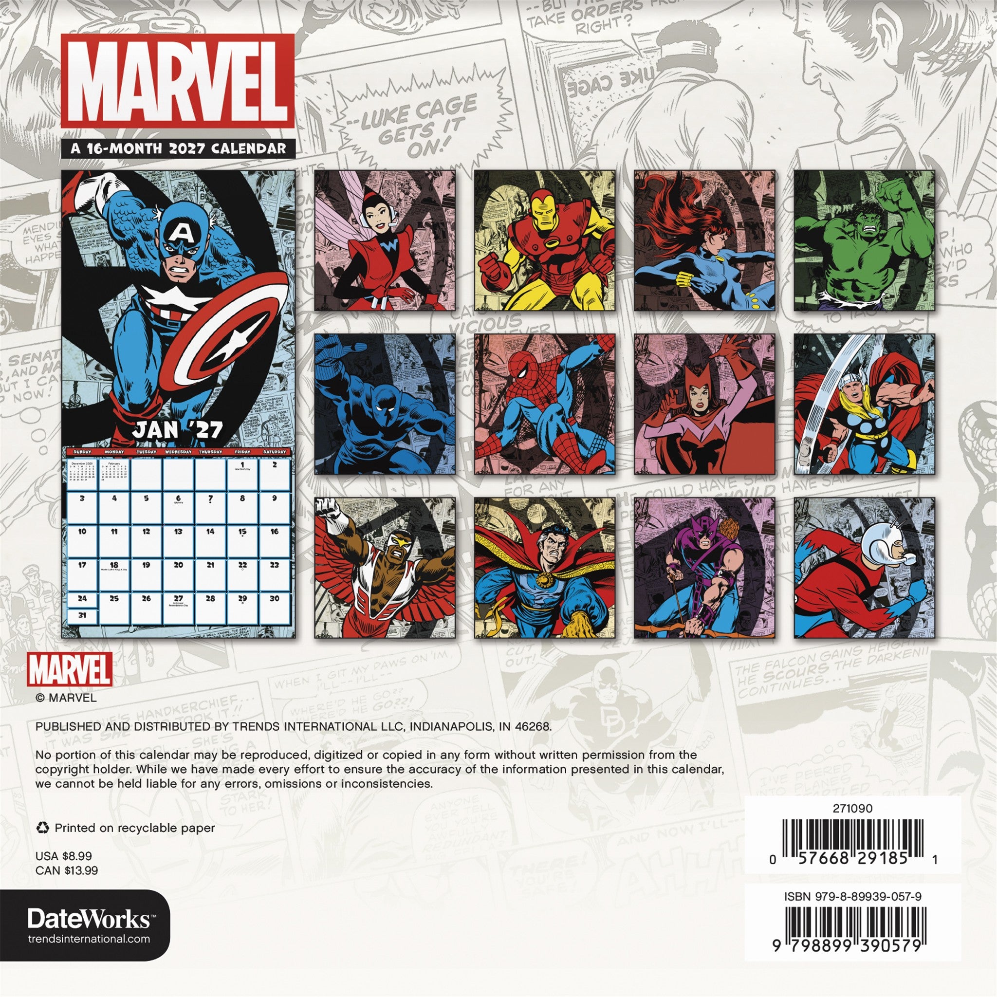 Mini Calendrier Marvel Comics 2027