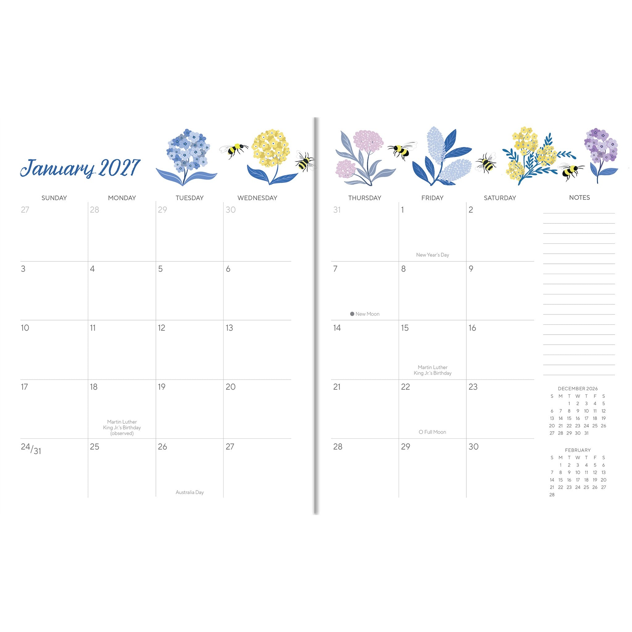 Garden Bee 2027 Monthly Planner Calendar - Online Only