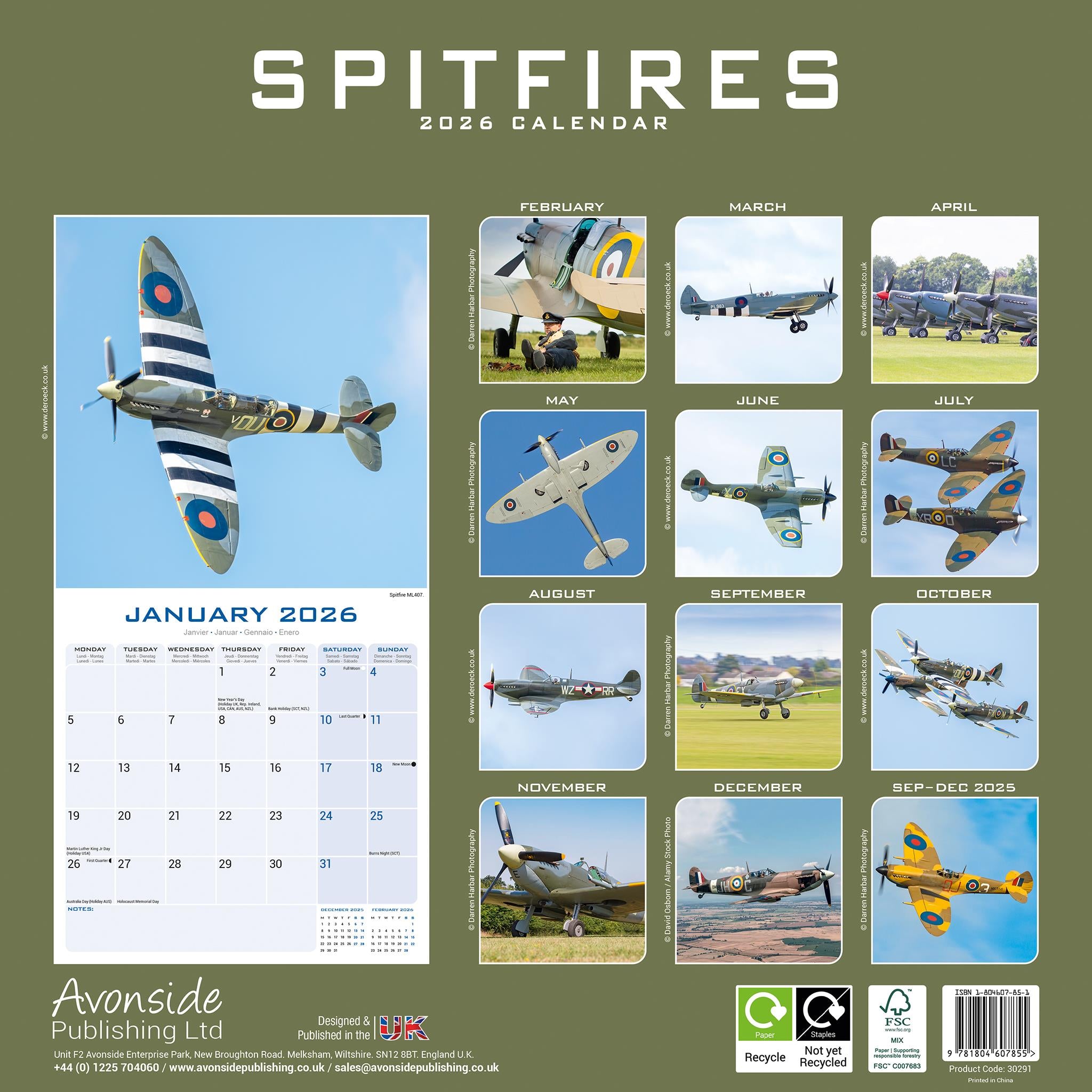 Calendrier mural Spitfires 2026