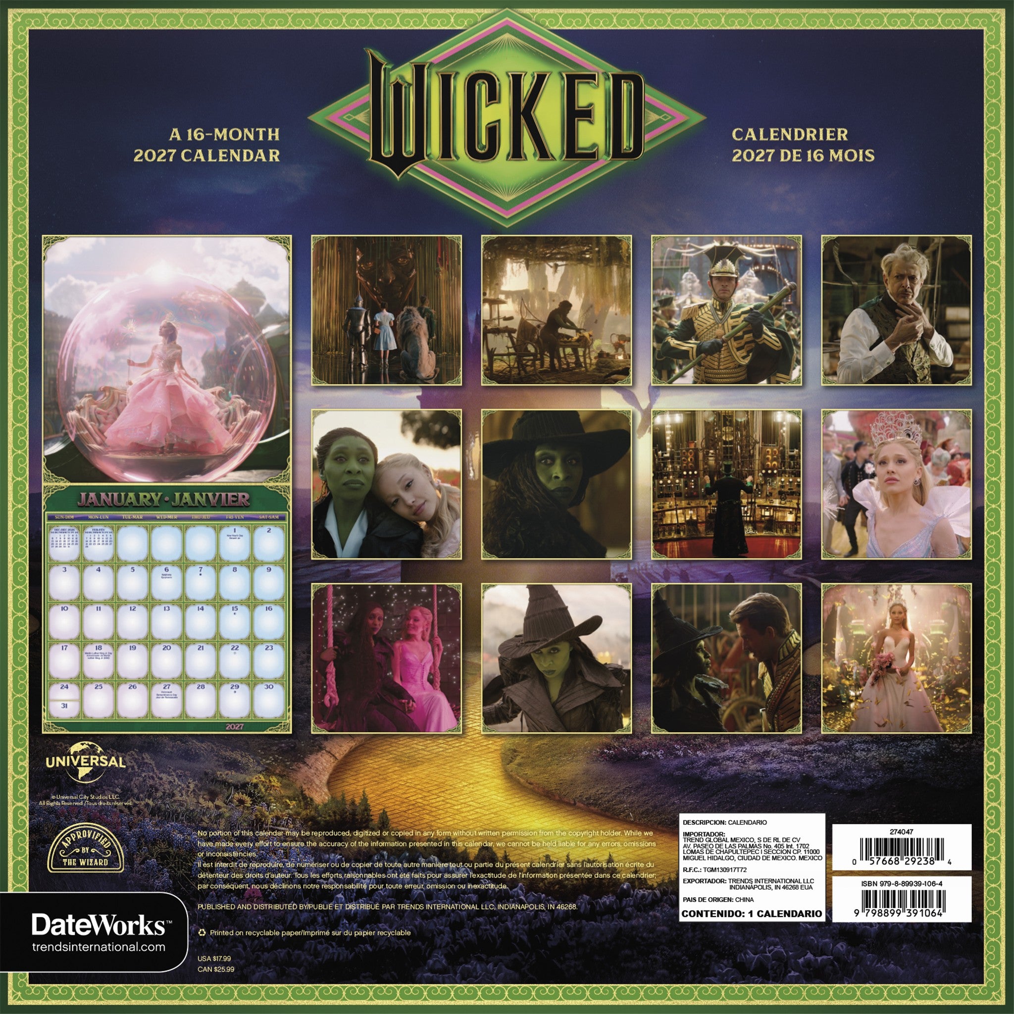 Wicked: Calendrier mural Pour le Bien 2027