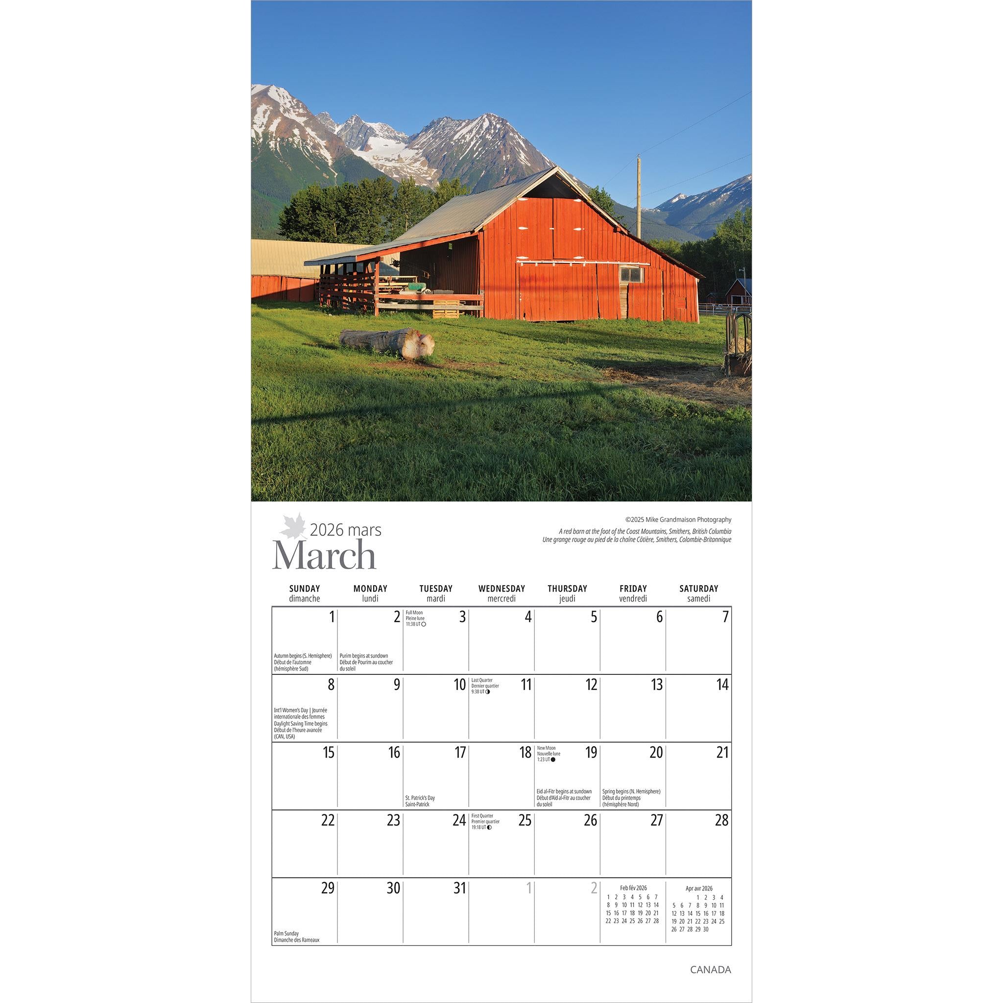 Canada 2026 Mini Calendar