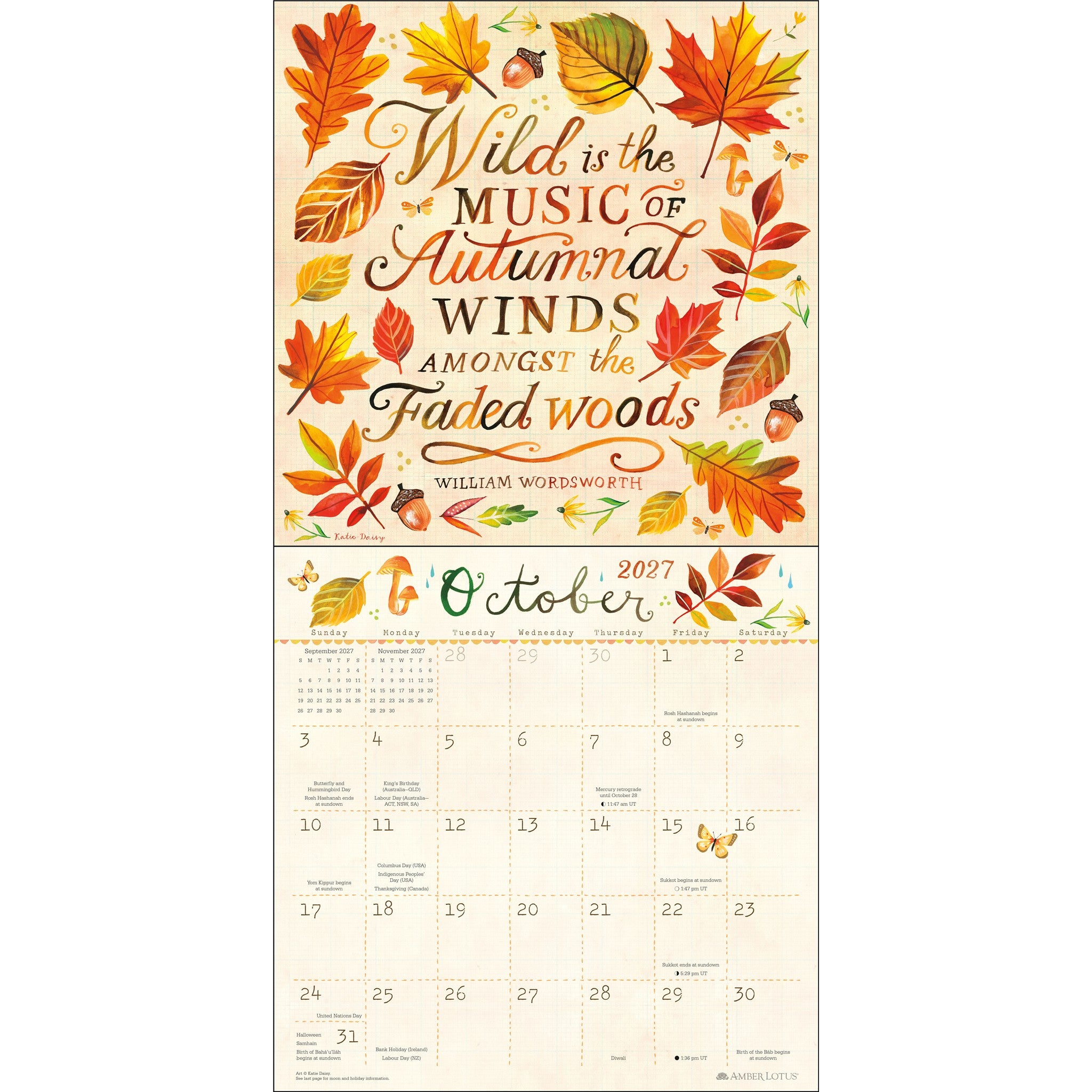 Calendrier mural Katie Daisy 2027 – En ligne seulement