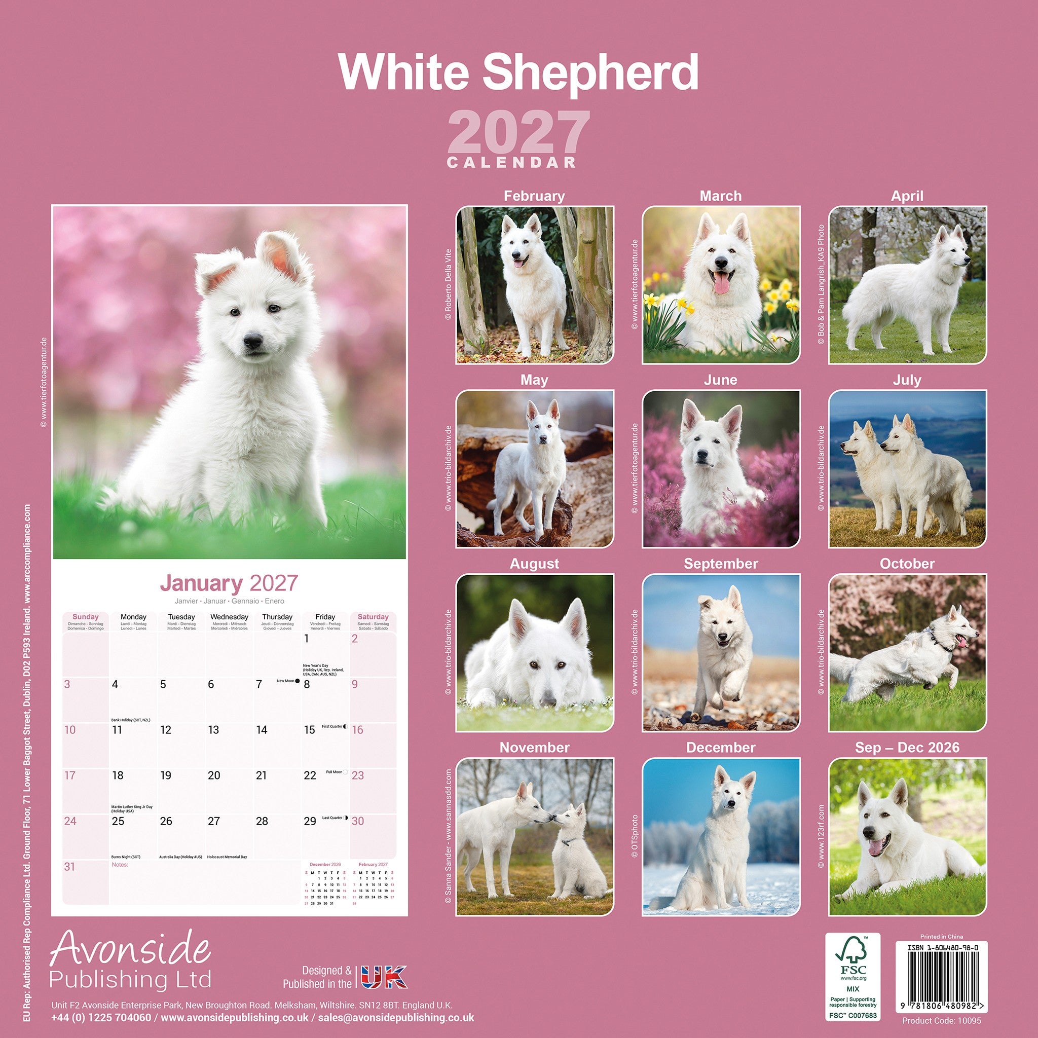 Calendrier mural Berger Blanc 2027 – En ligne seulement