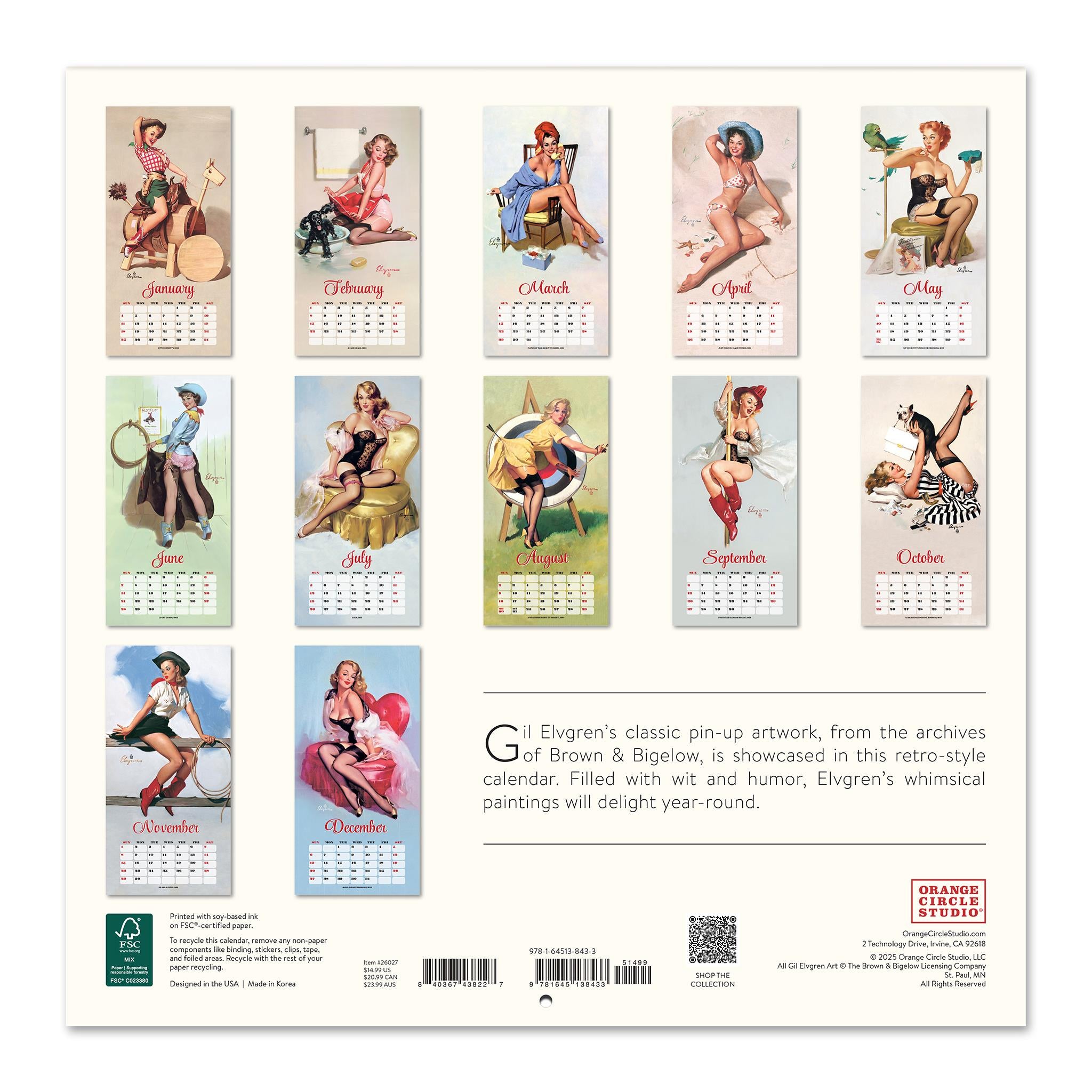 Calendrier mural Elvgren Pin Up Girls 2026