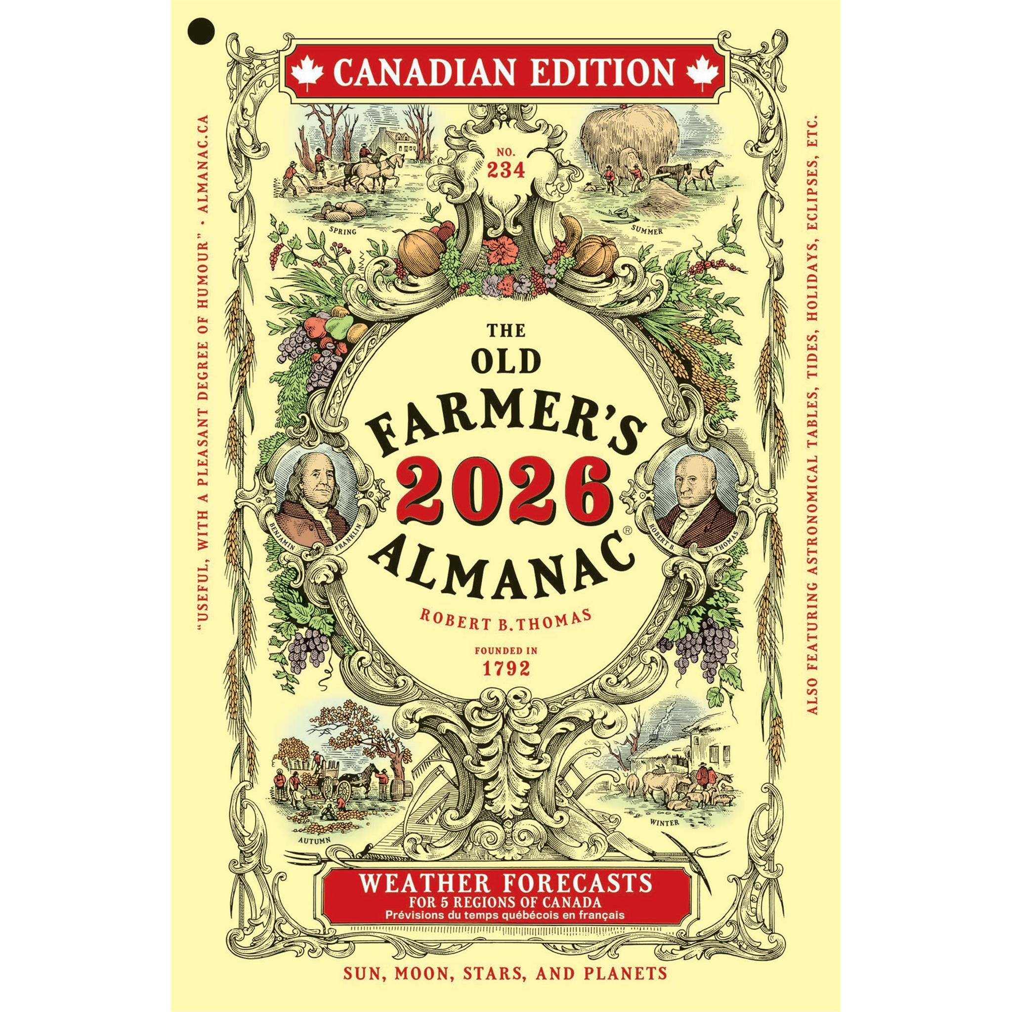 Calendrier des fiançailles de l'Almanach des vieux fermiers, édition canadienne 2026