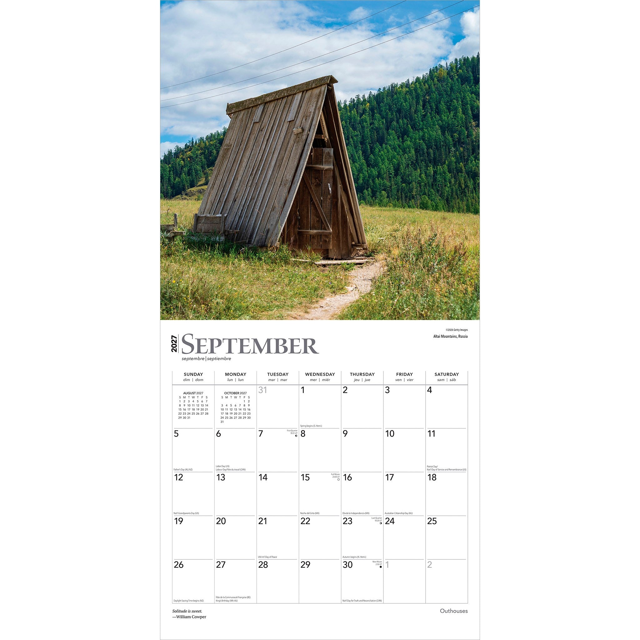 Outhouses 2027 Wall Calendar