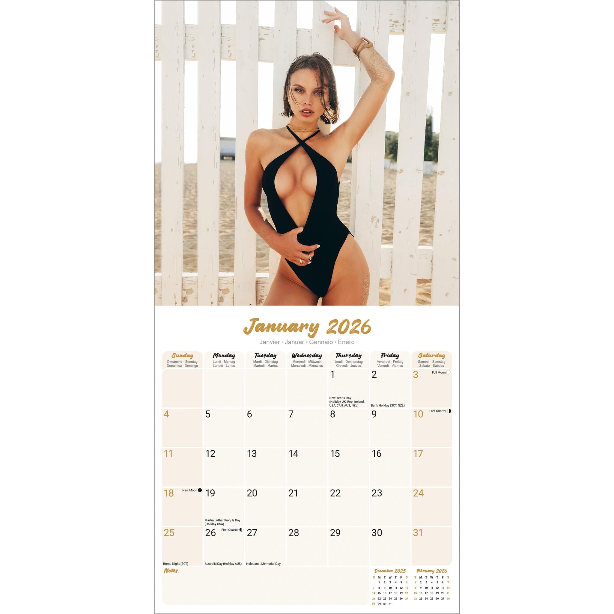 Calendrier mural pour filles 2026