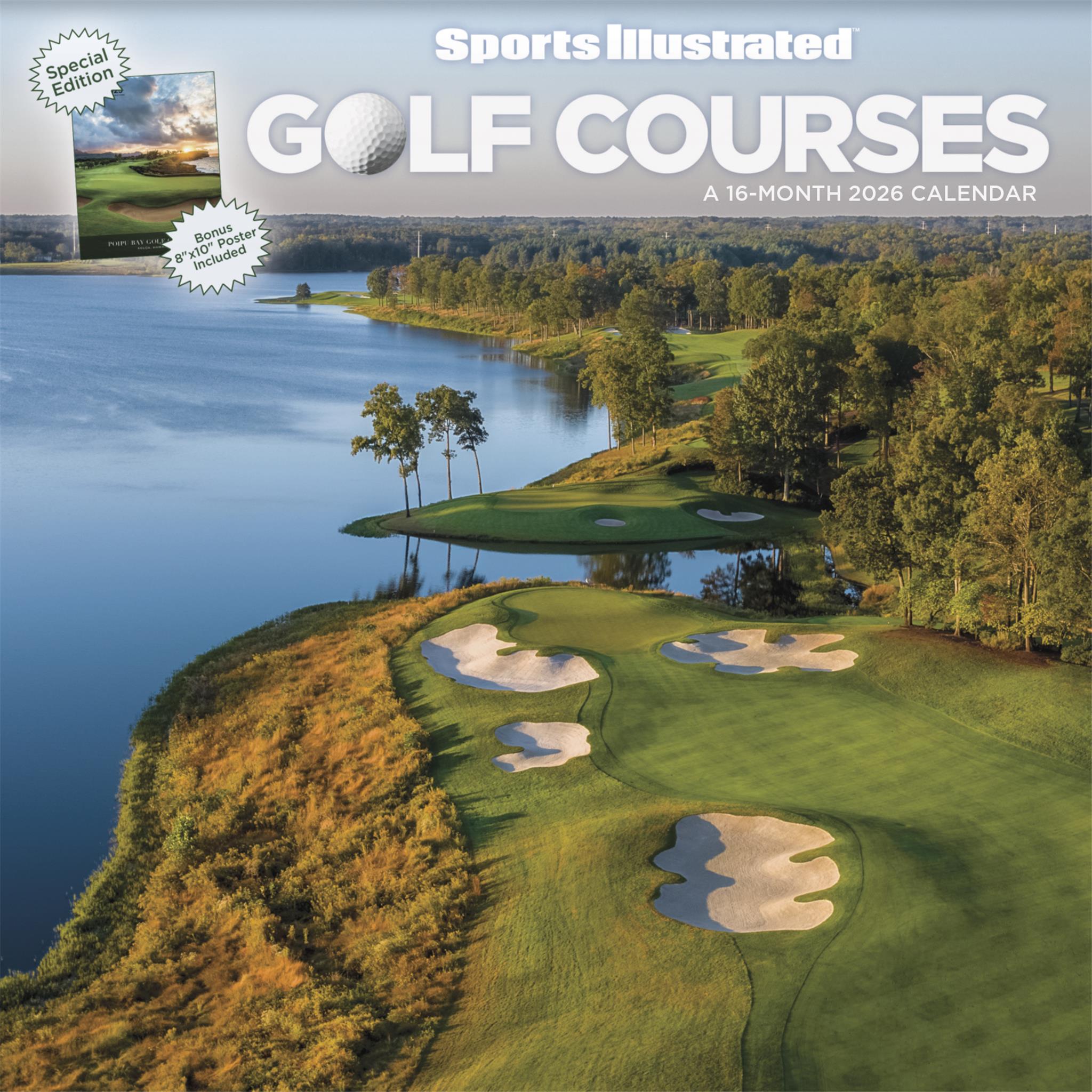 Calendrier mural de luxe 2026 exclusif Sports Illustrated Golf Courses avec impression