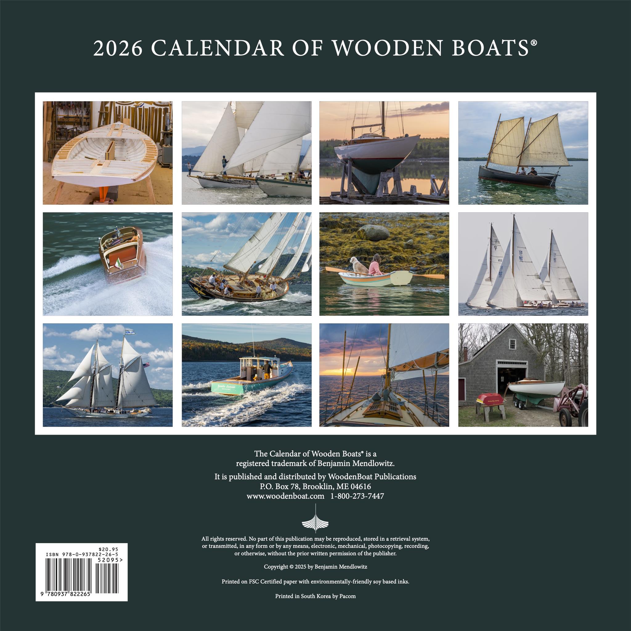 Calendrier mural Bateaux en bois 2026