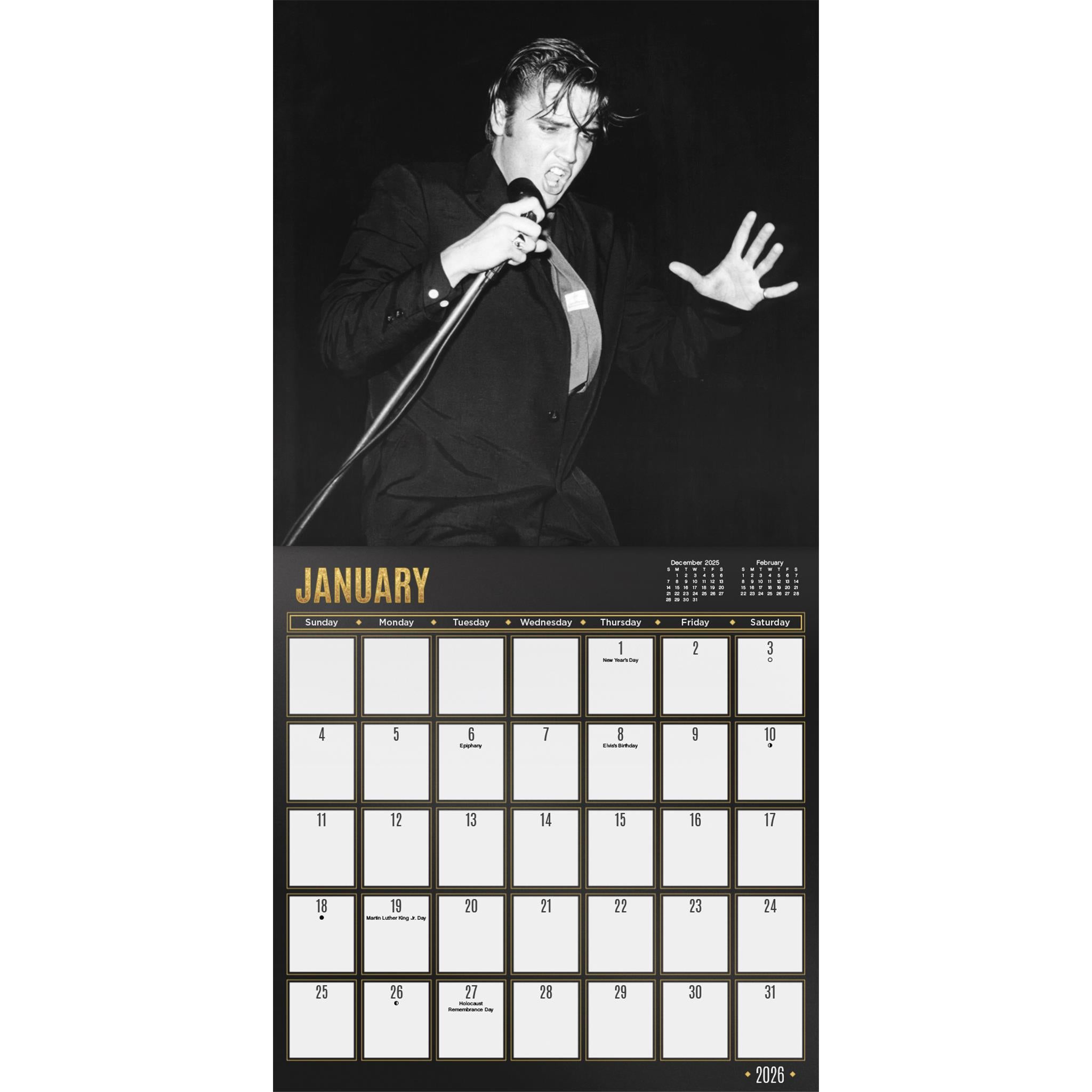 Mini calendrier Elvis Presley 2026