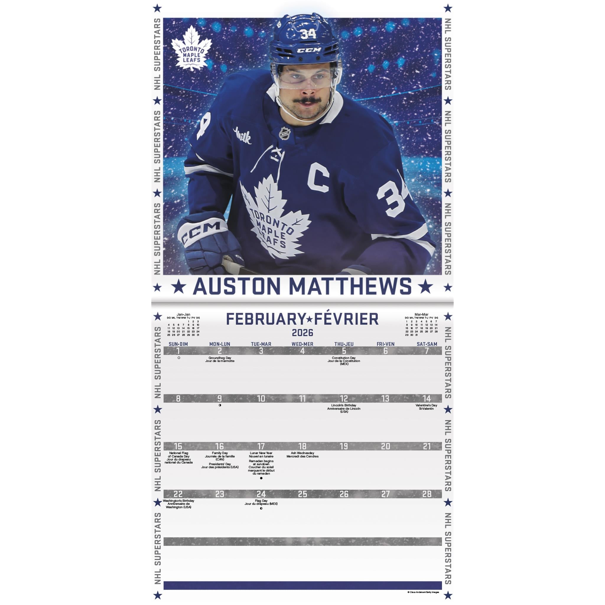 Mini-calendrier bilingue des superstars de la LNH 2026