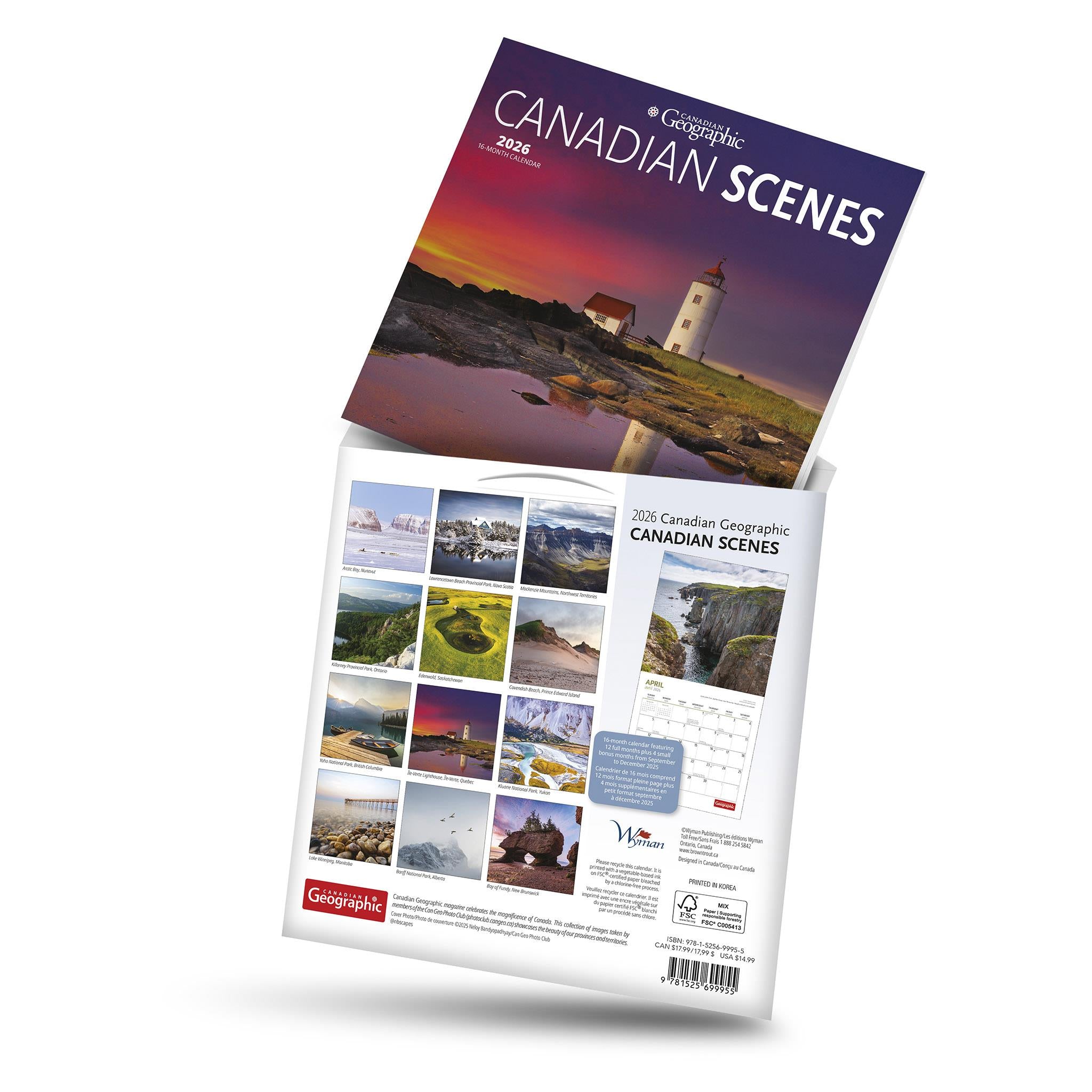 Canadian Geographic Canadian Scenes 2026 Medium Mini Calendar