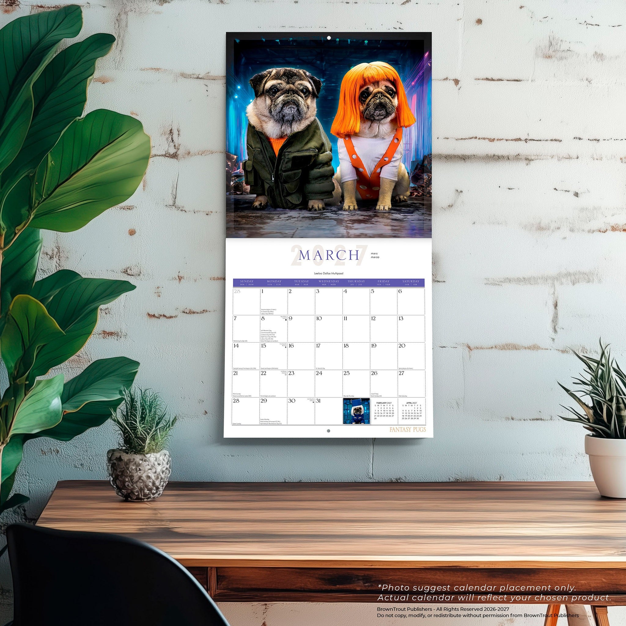 Fantasy Pugs 2027 Wall Calendar