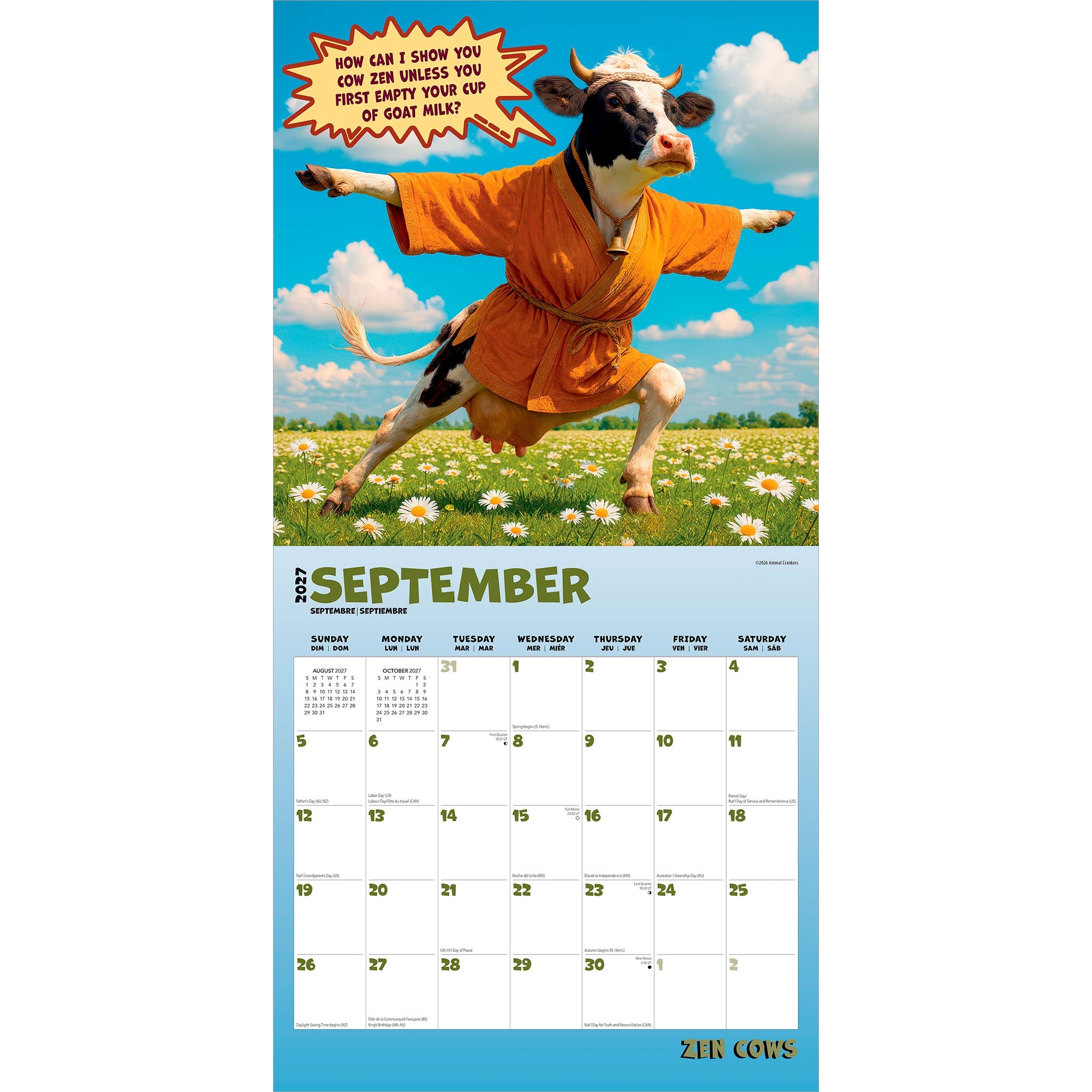 Zen Cows 2027 Wall Calendar