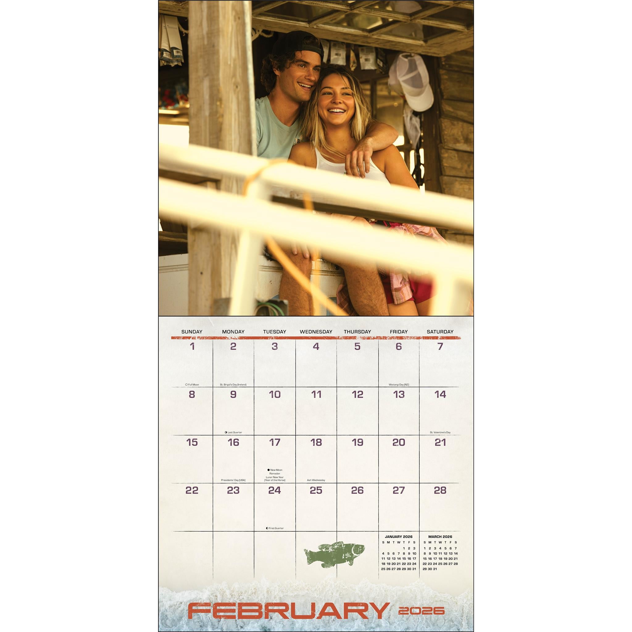 Outer Banks with Poster 2025-2026 Deluxe Wall Calendar