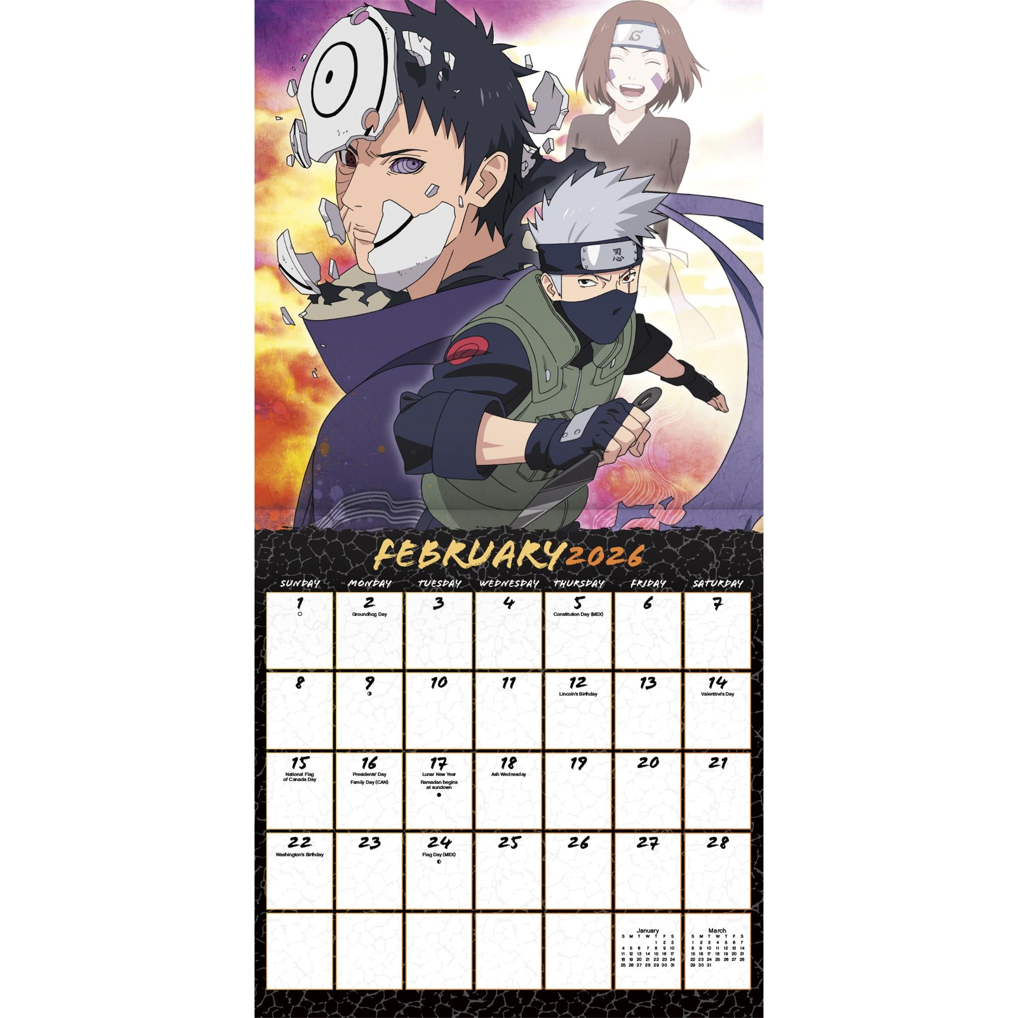 Calendrier mural Naruto Shippuden 2026