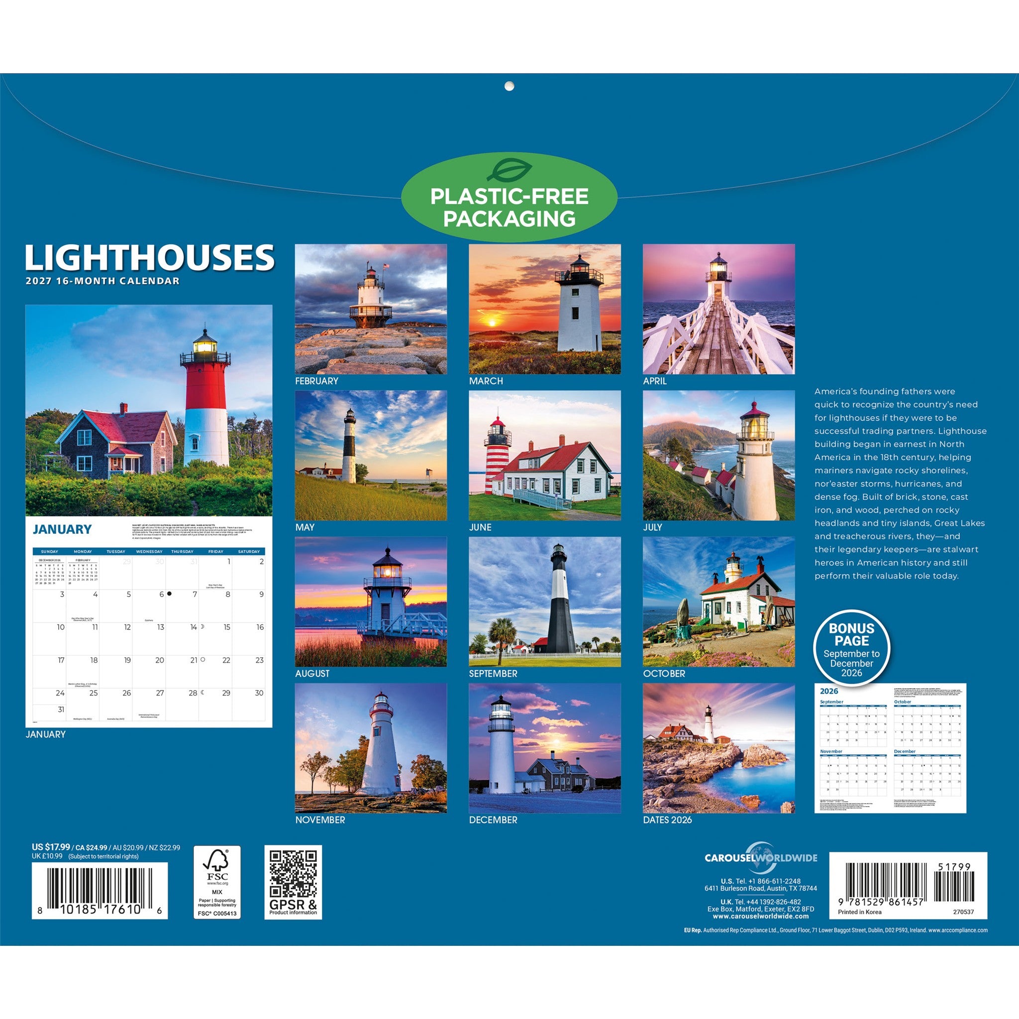 Lighthouses 2027 Wall Calendar
