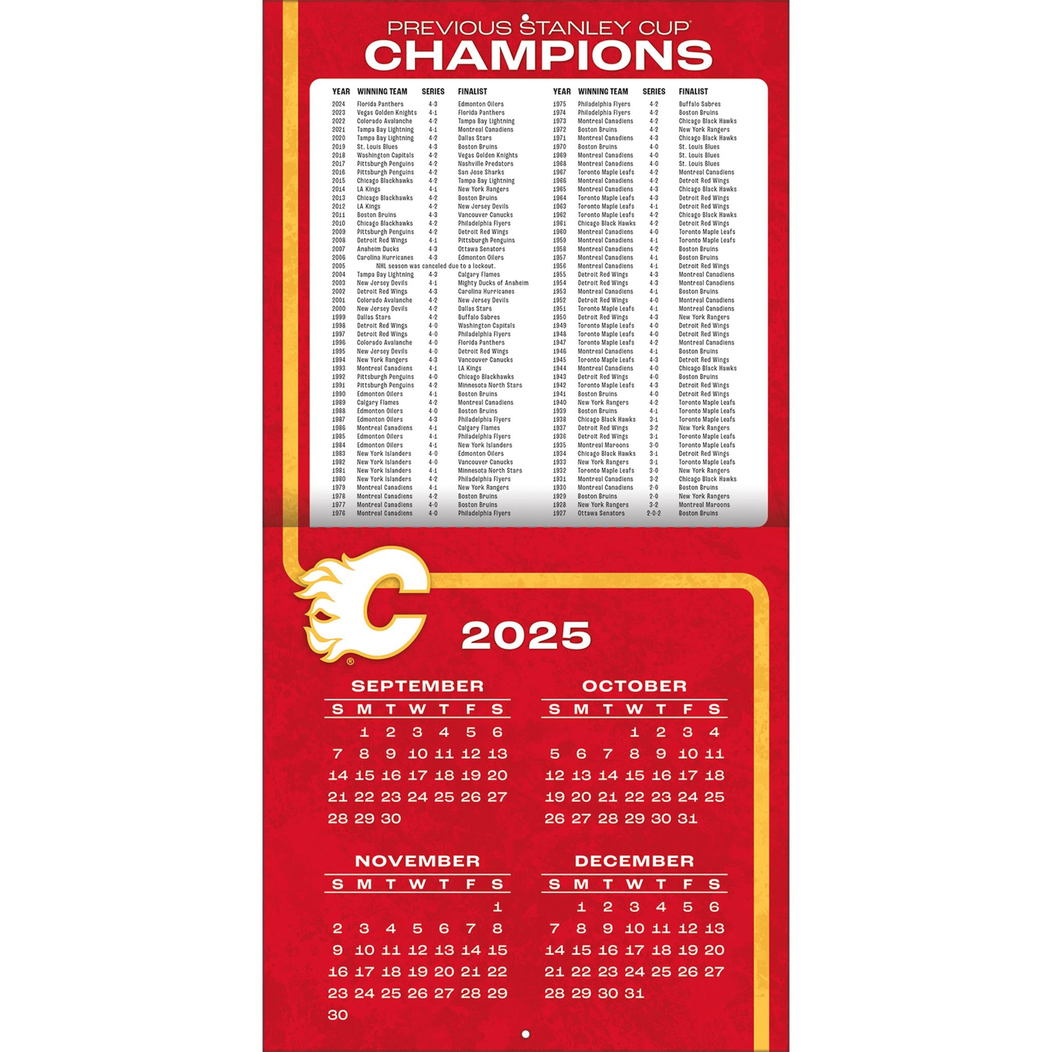 Calendrier mural 2026 des Flames de Calgary (LNH) - Disponible uniquement en ligne