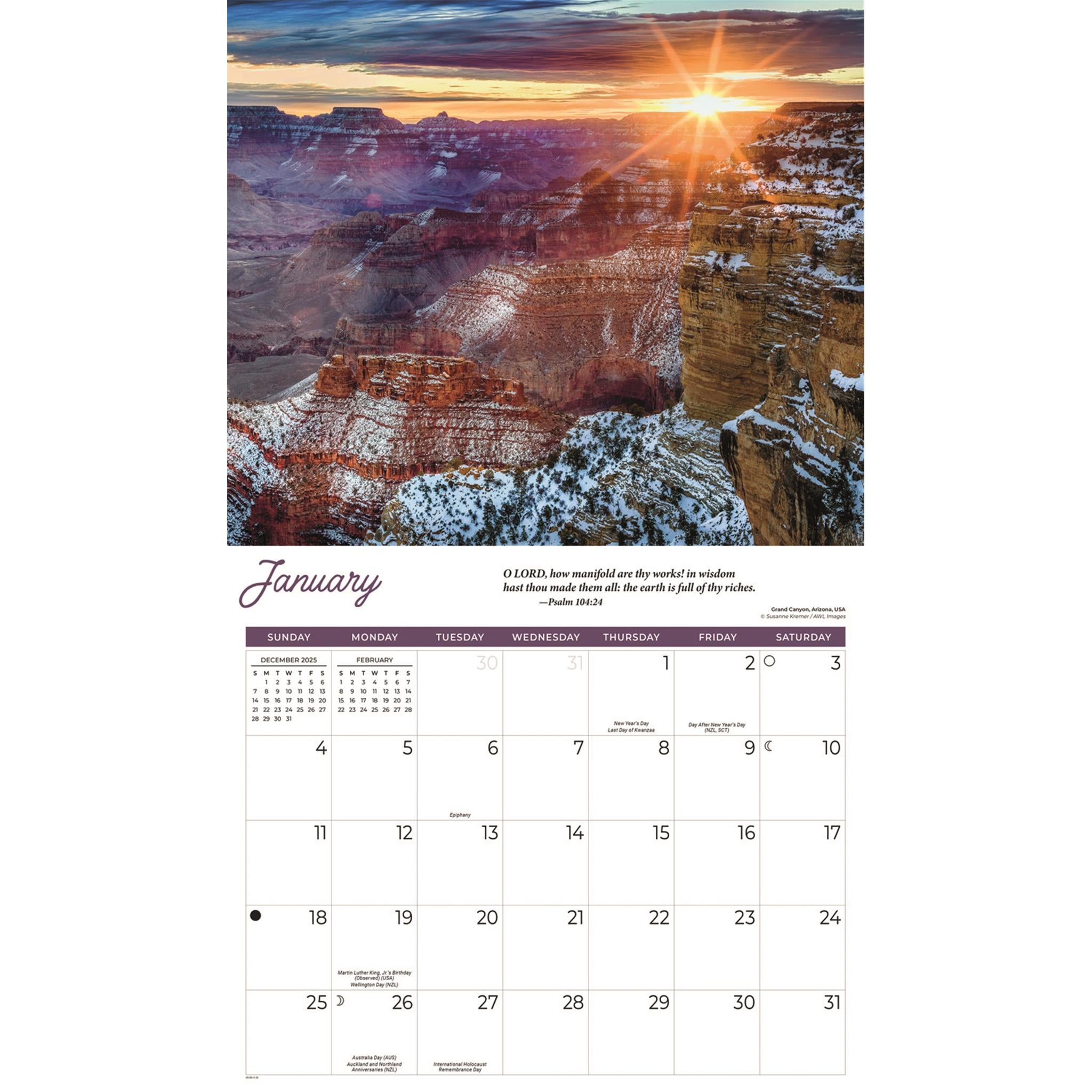 Calendrier mural des Psaumes 2026