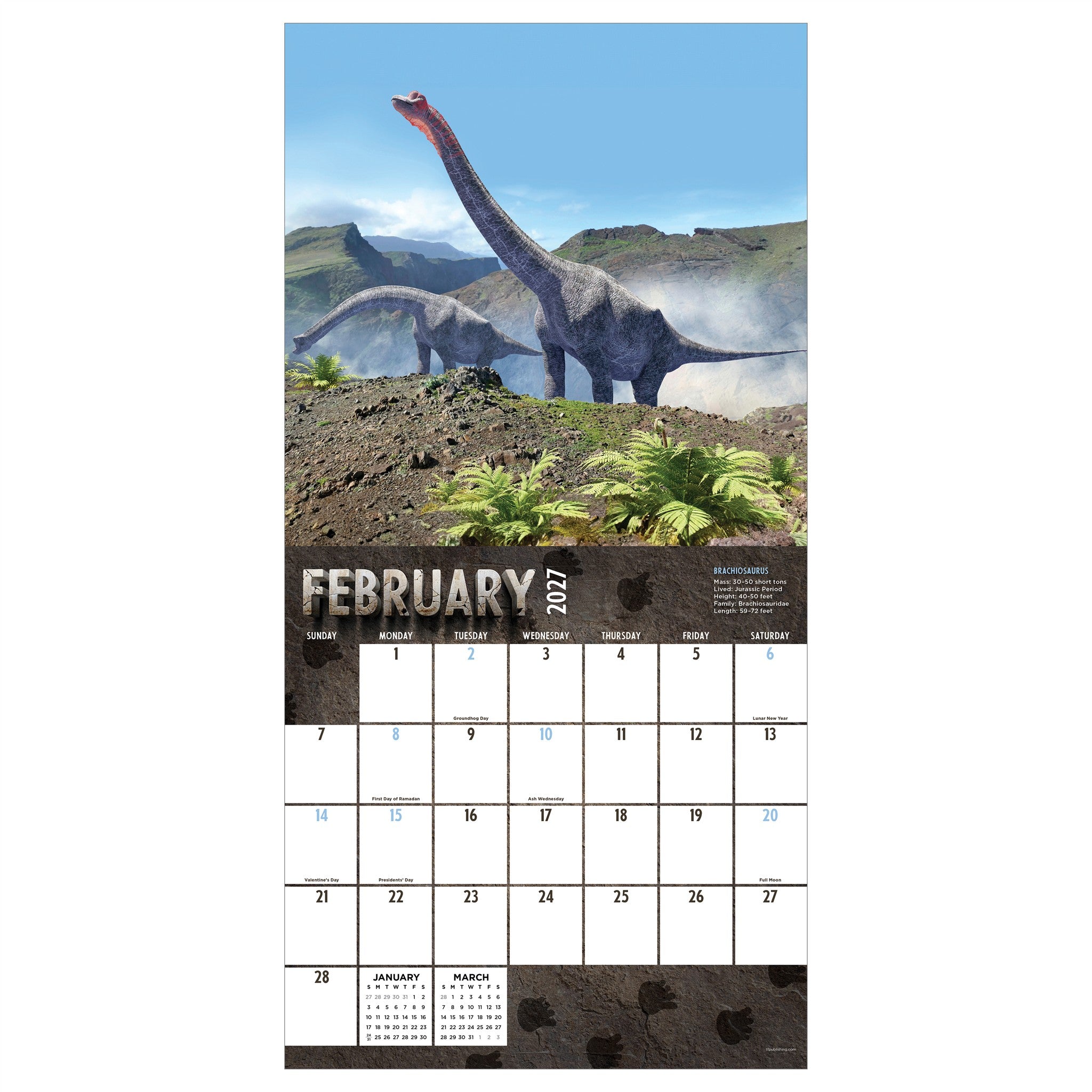 Dinosaurs 2027 Wall Calendar