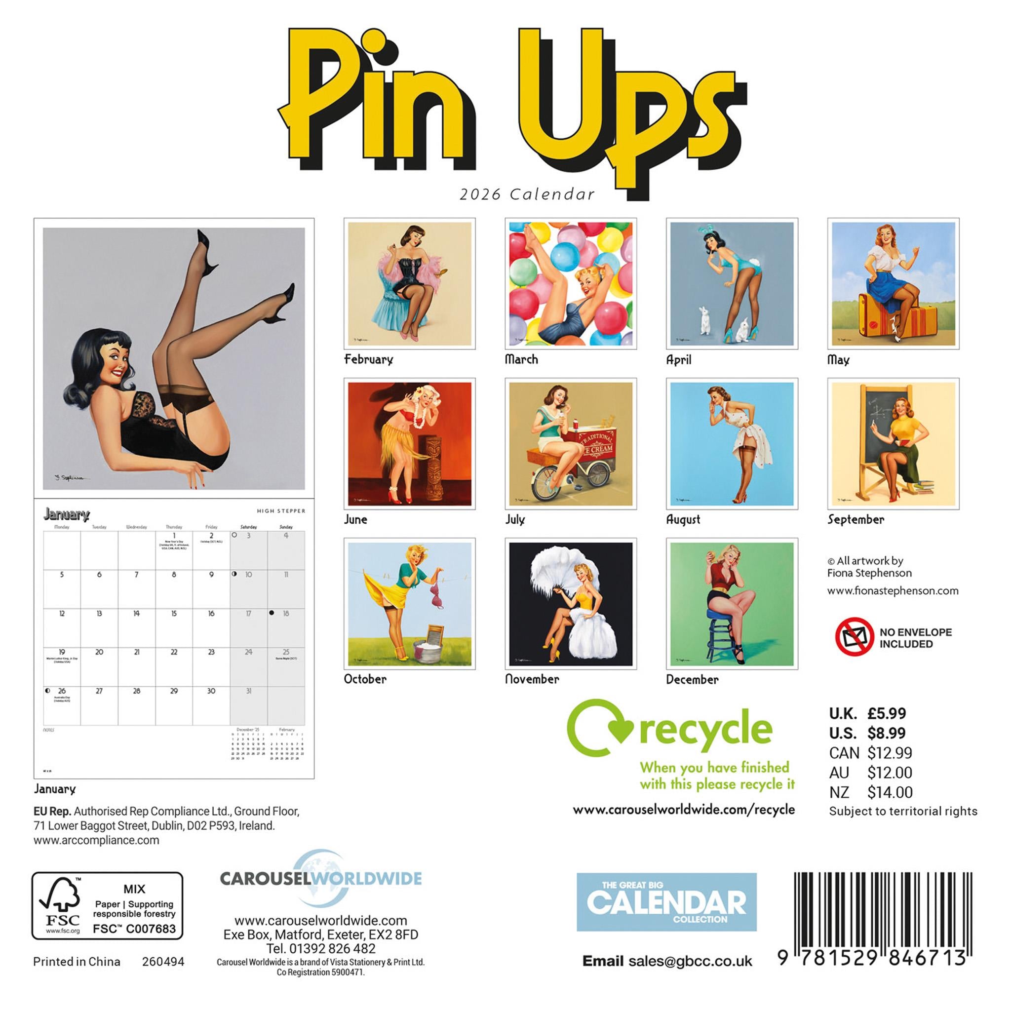Mini calendrier Pin Ups 2026