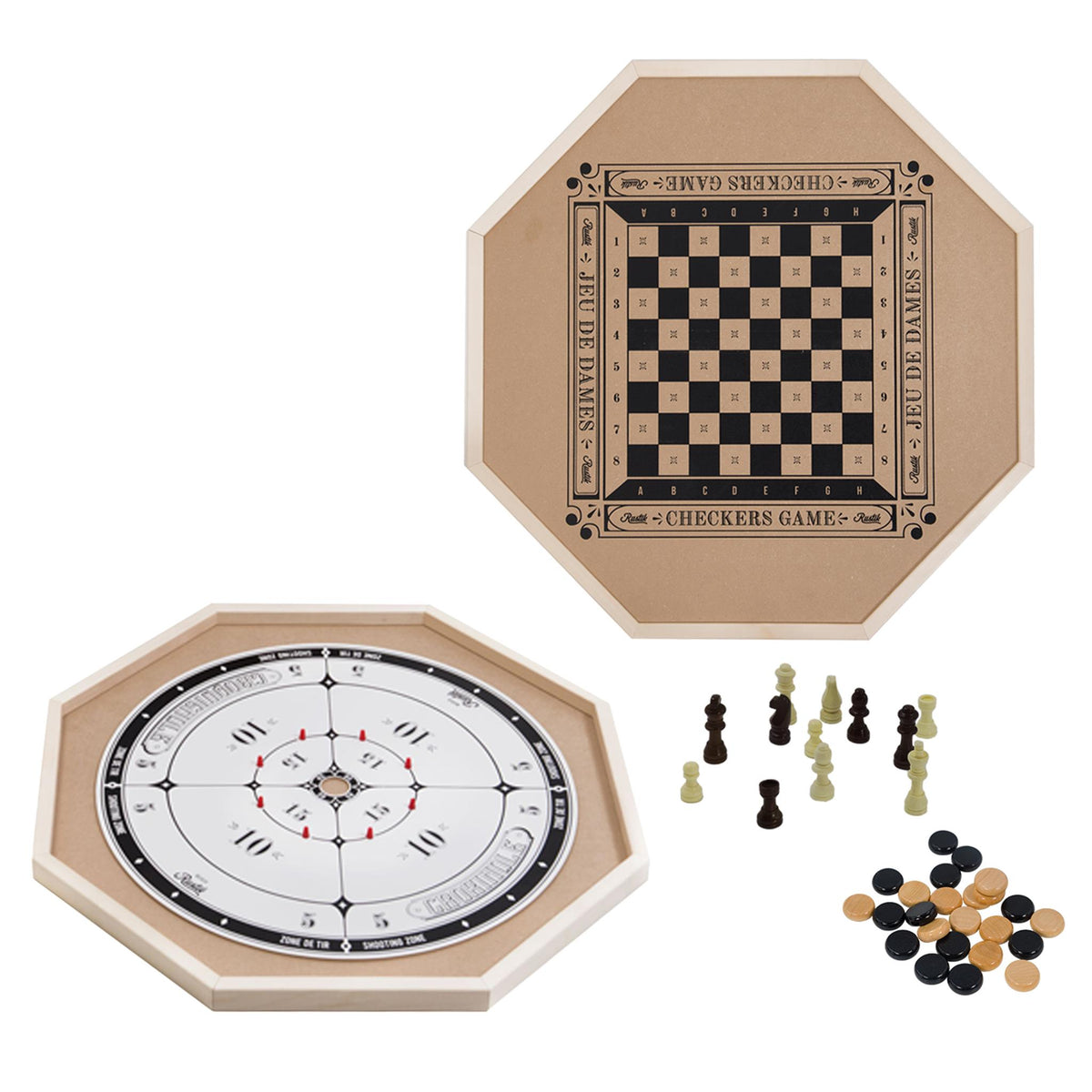 Deluxe Crokinole 3 in 1 Crokinole / Chess / Checkers