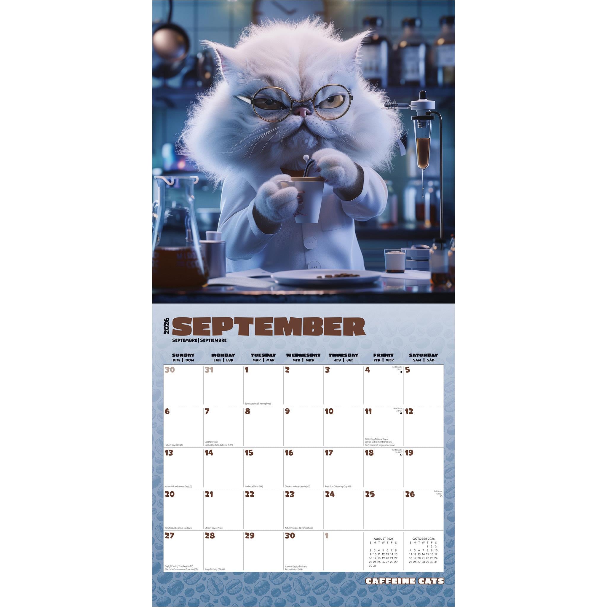 Calendrier mural Caffeine Cats 2026 - Disponible uniquement en ligne