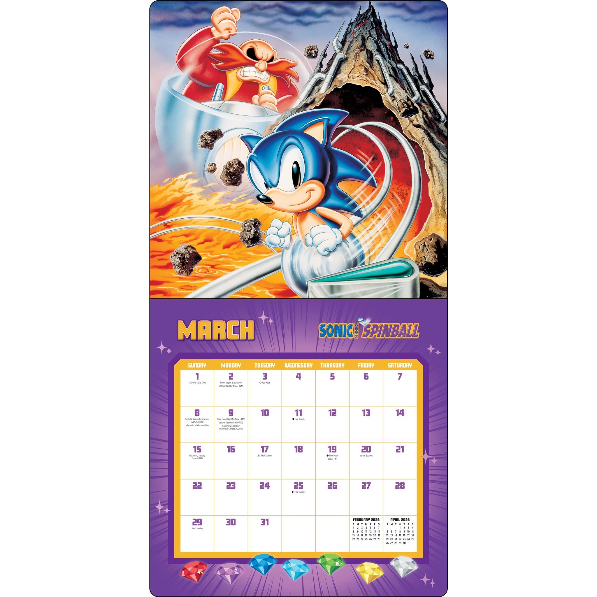 Calendrier mural de luxe Sonic le Hérisson 35e anniversaire avec cartes de vœux 2026 - Disponible uniquement en ligne