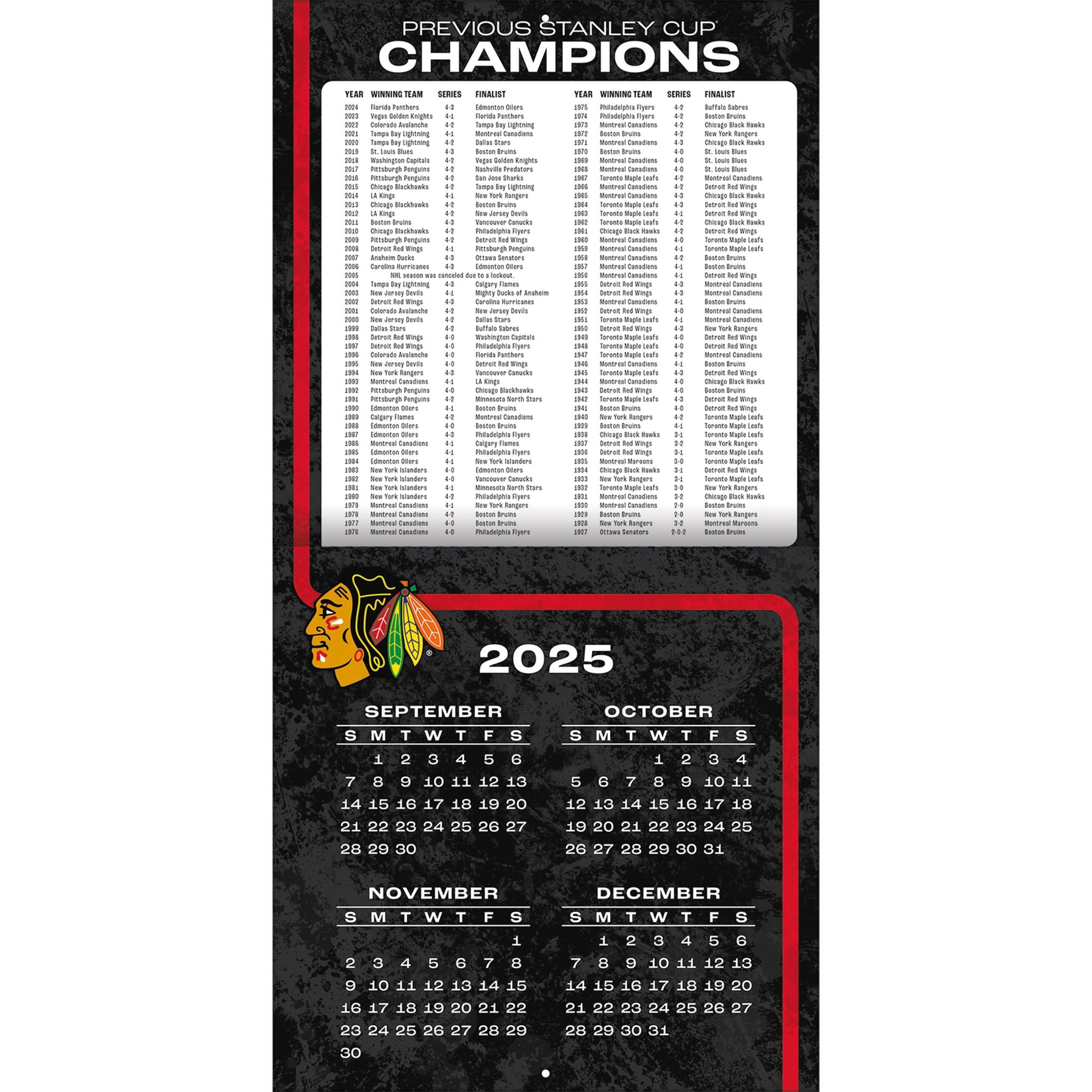 Calendrier mural 2026 des Blackhawks de Chicago (NHL)
