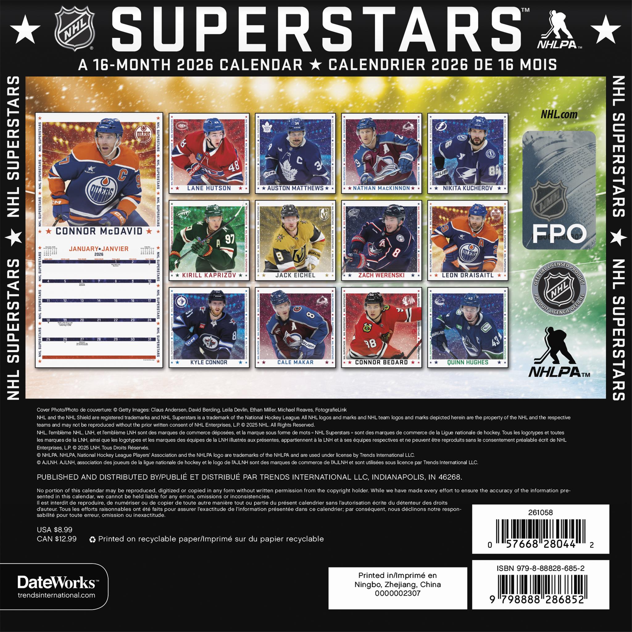 Mini-calendrier bilingue des superstars de la LNH 2026