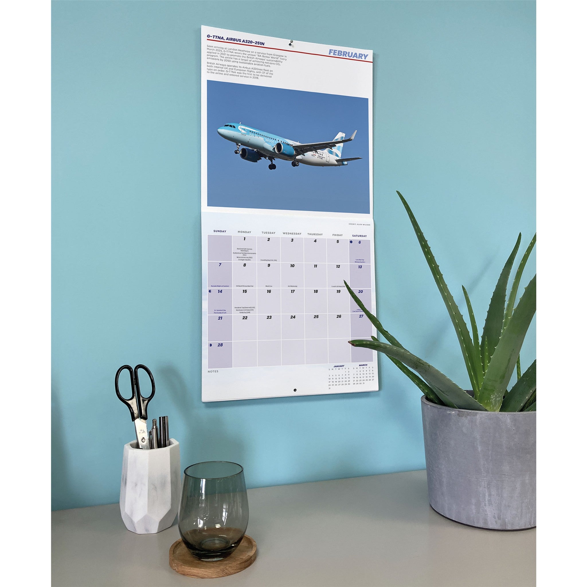 Calendrier mural Avions commerciaux 2027