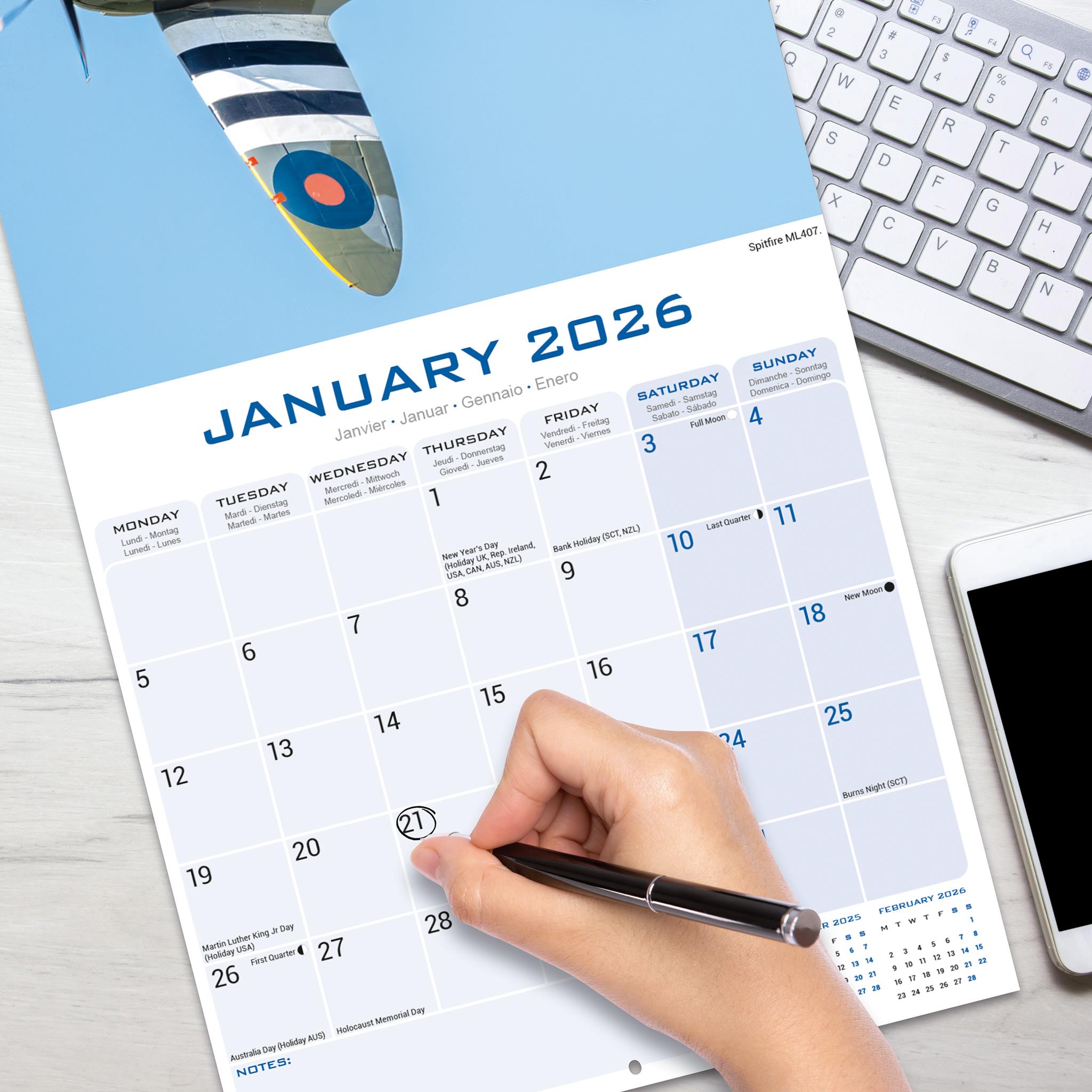 Calendrier mural Spitfires 2026