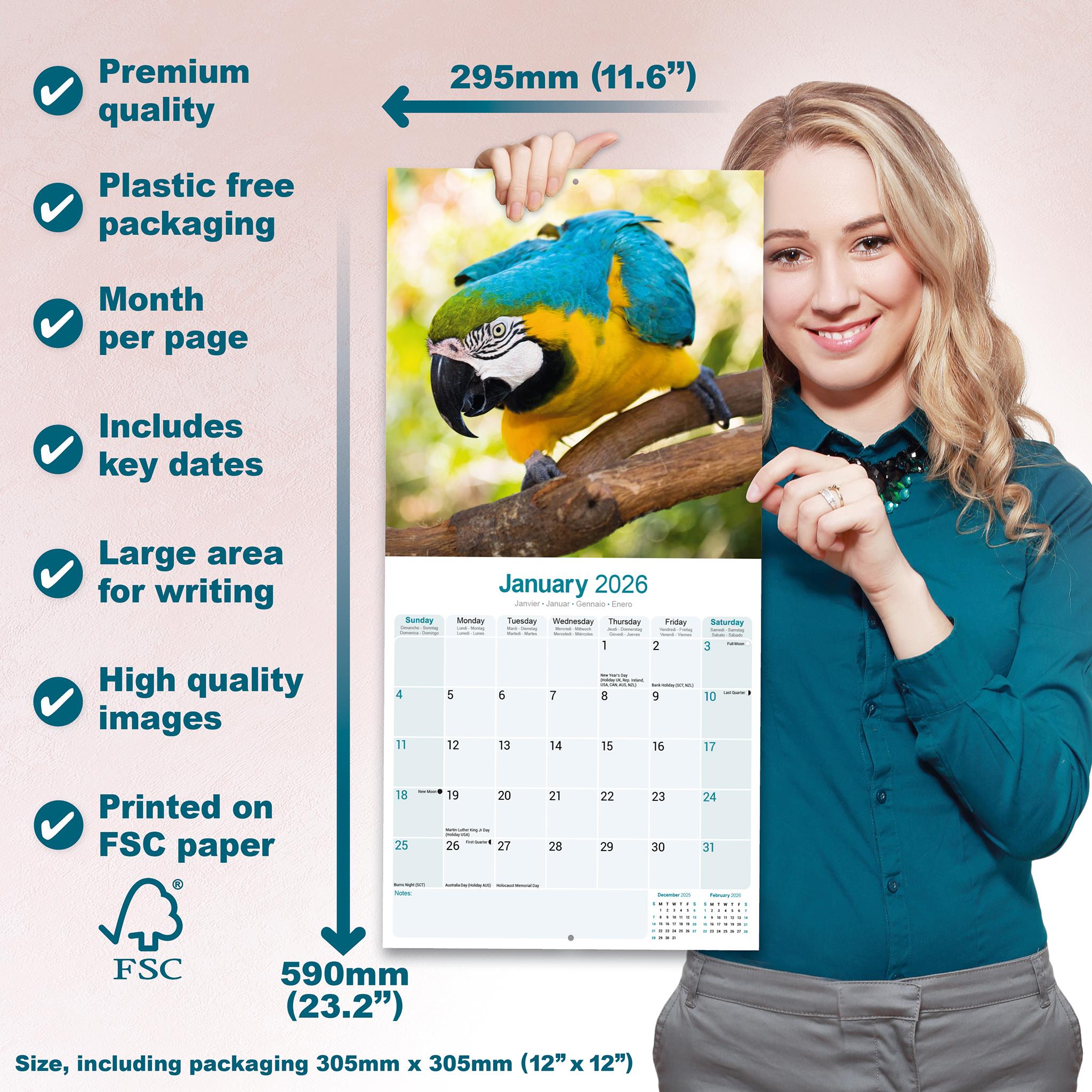 Calendrier mural Macaws 2026