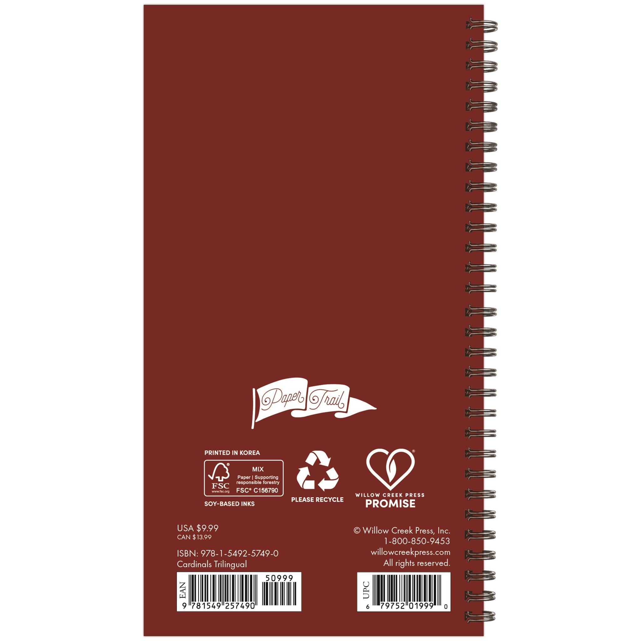 Cardinals Trilingual Exclusive 2026 Spiral Weekly Planner Calendar