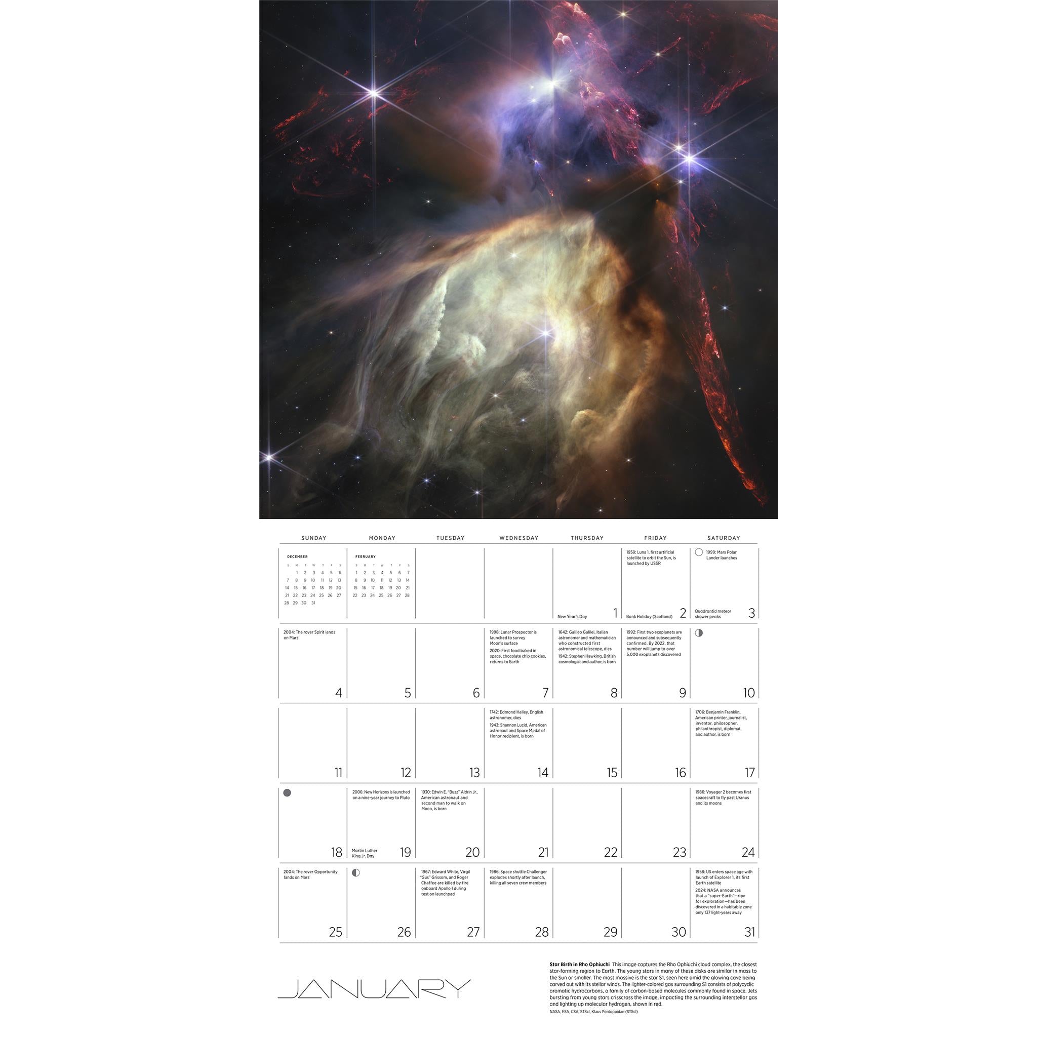 Calendrier mural édition spéciale de luxe Space Views 2026 avec impression