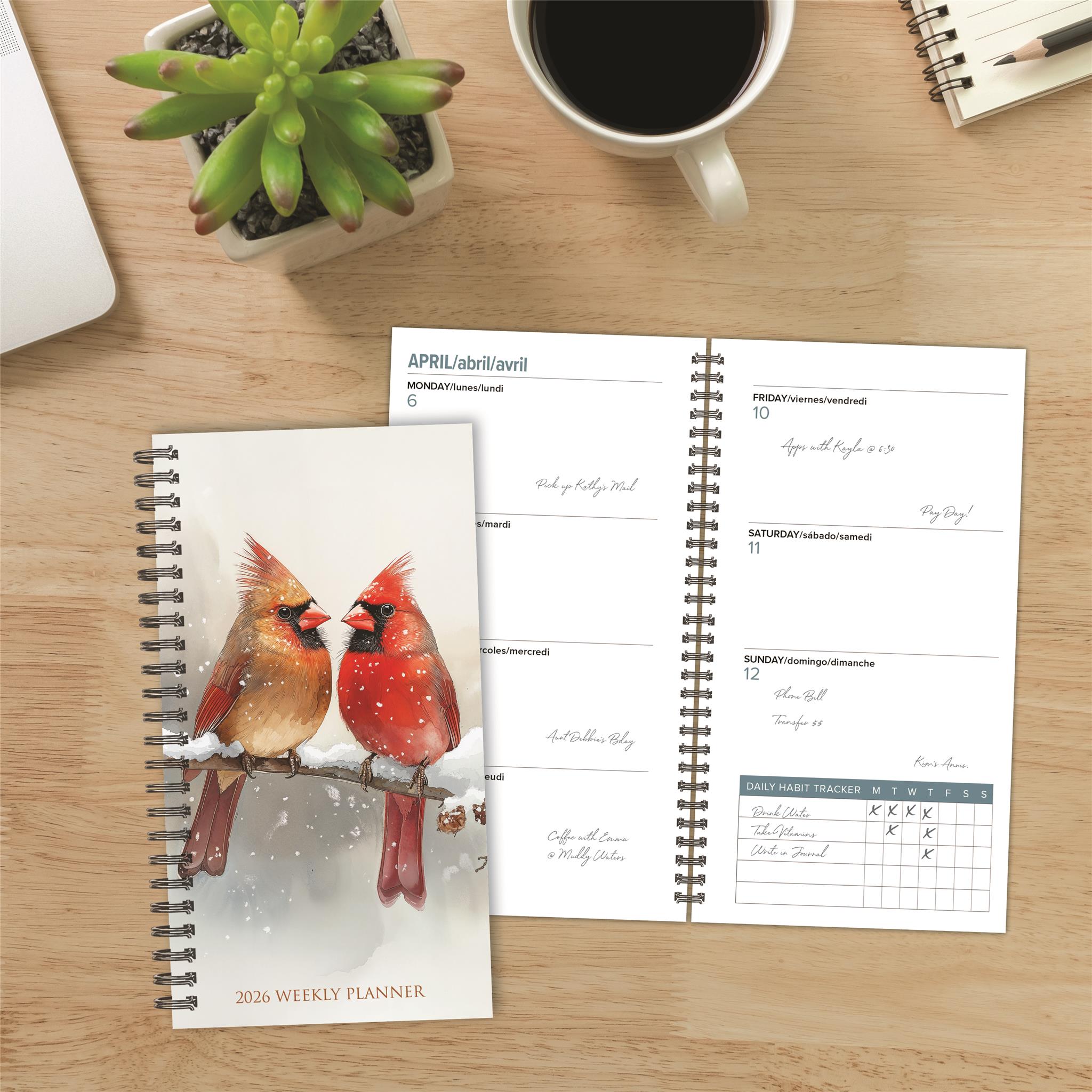 Cardinals Trilingual Exclusive 2026 Spiral Weekly Planner Calendar