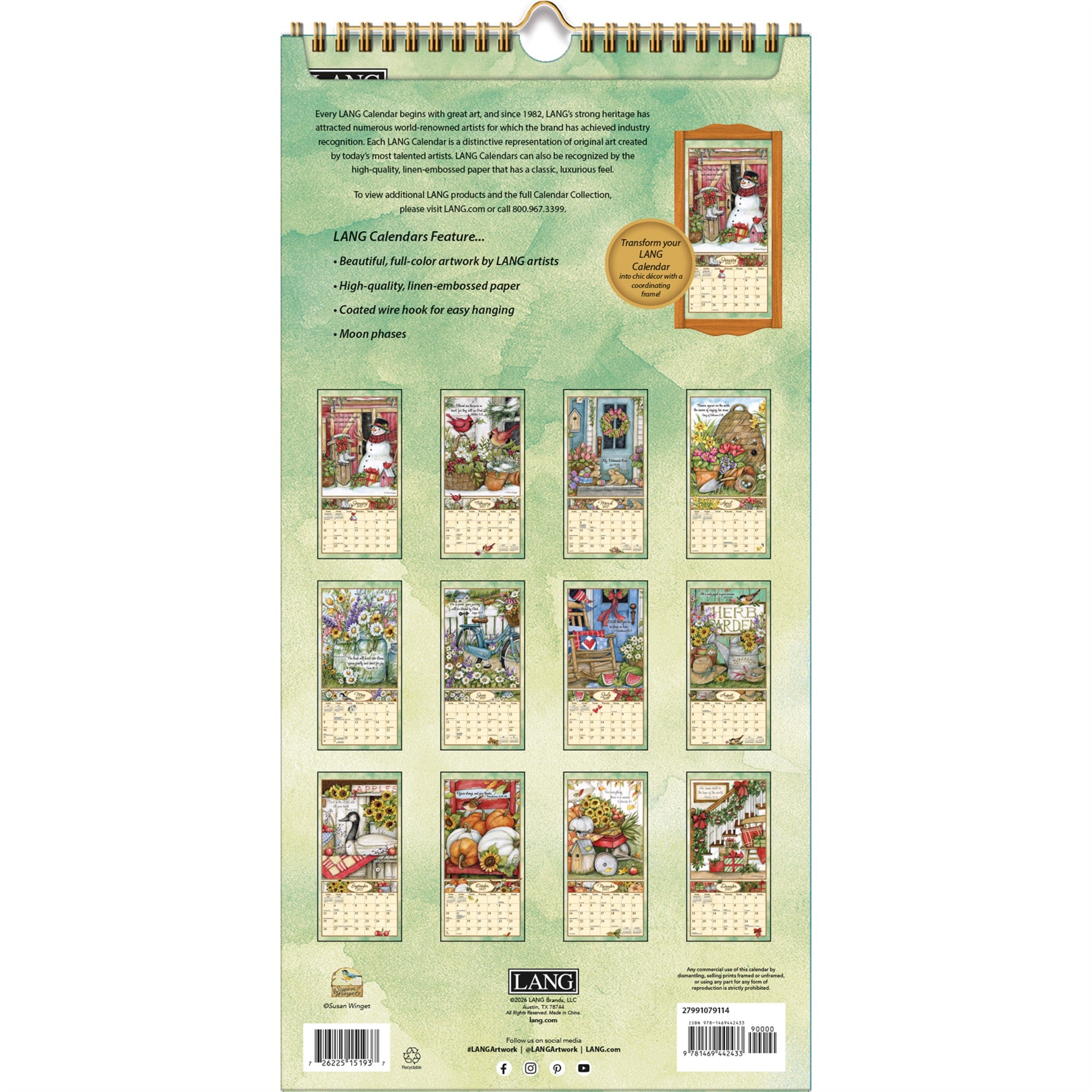 Calendrier mural Bountiful Blessings 2027 (format mince) - Exclusivité en ligne
