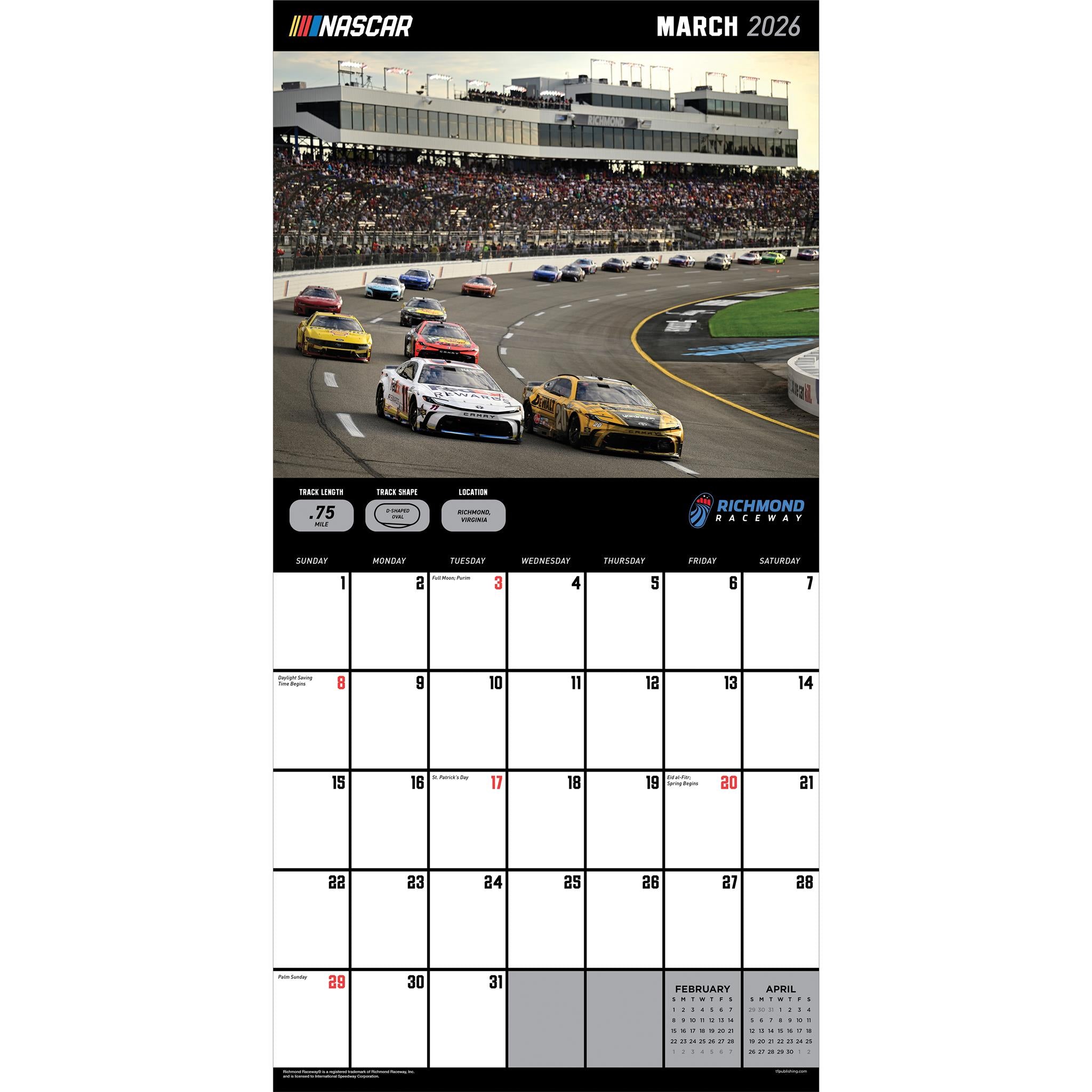 Calendrier mural des circuits NASCAR 2026