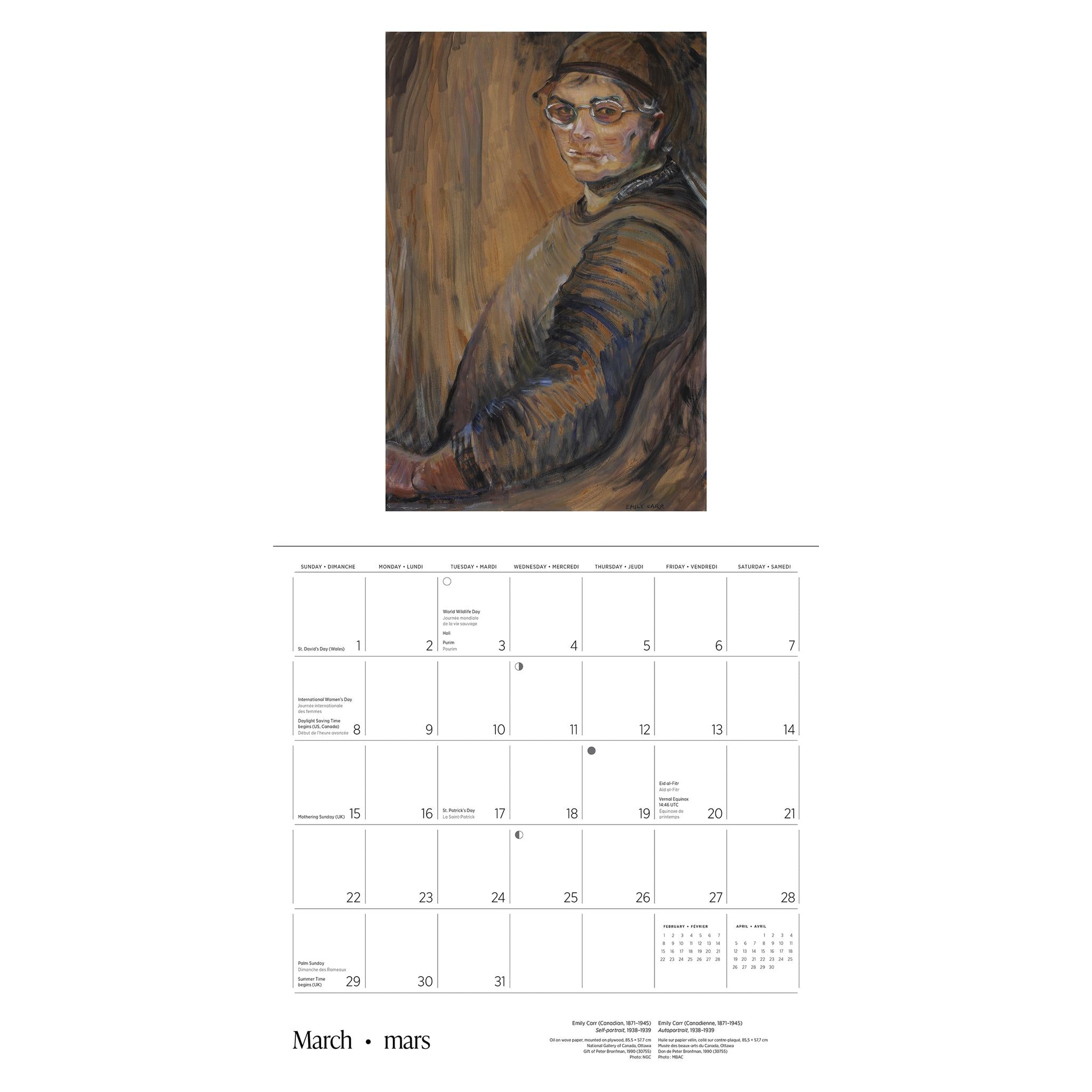 Emily Carr 2026 Wall Calendar