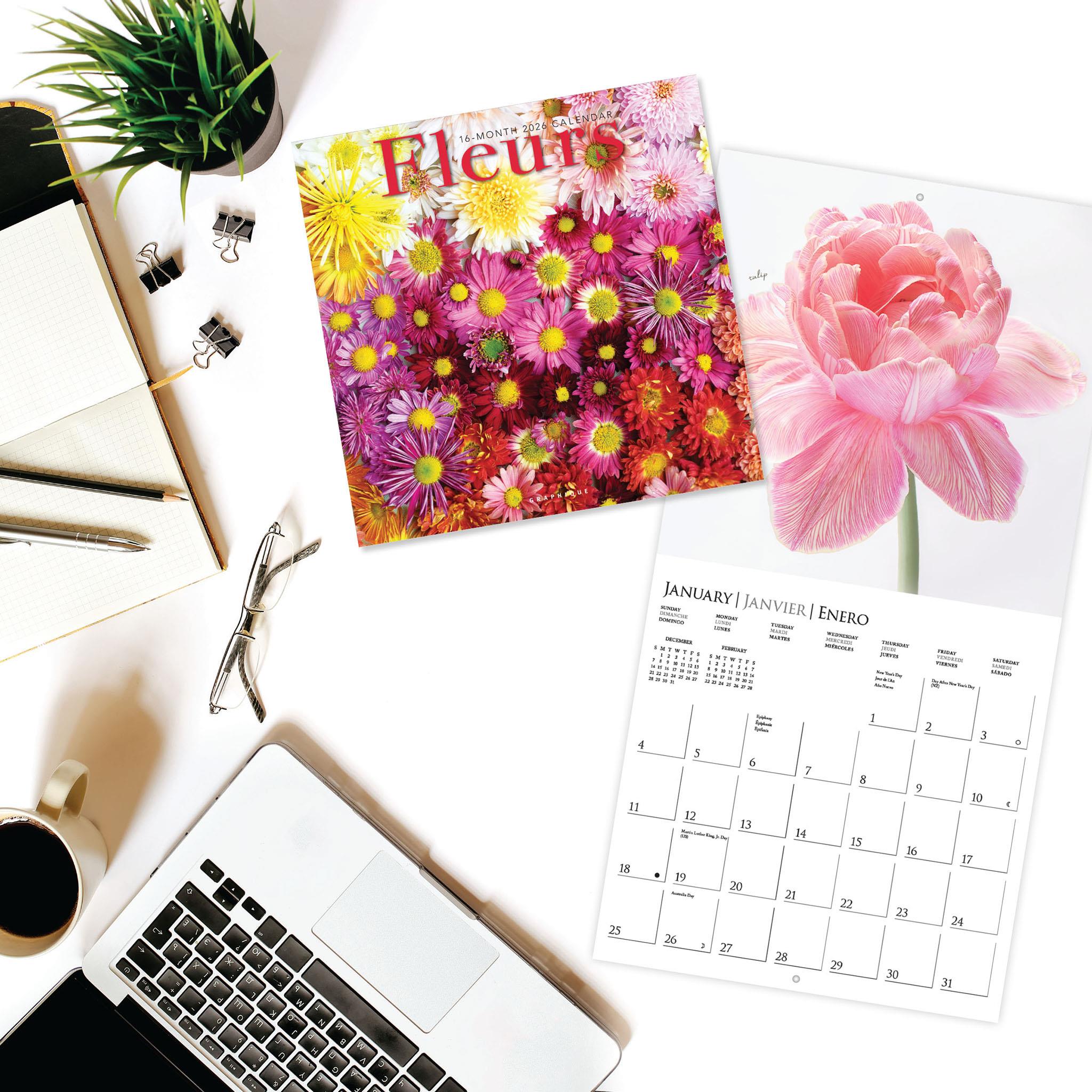 Fleurs 2026 Wall Calendar