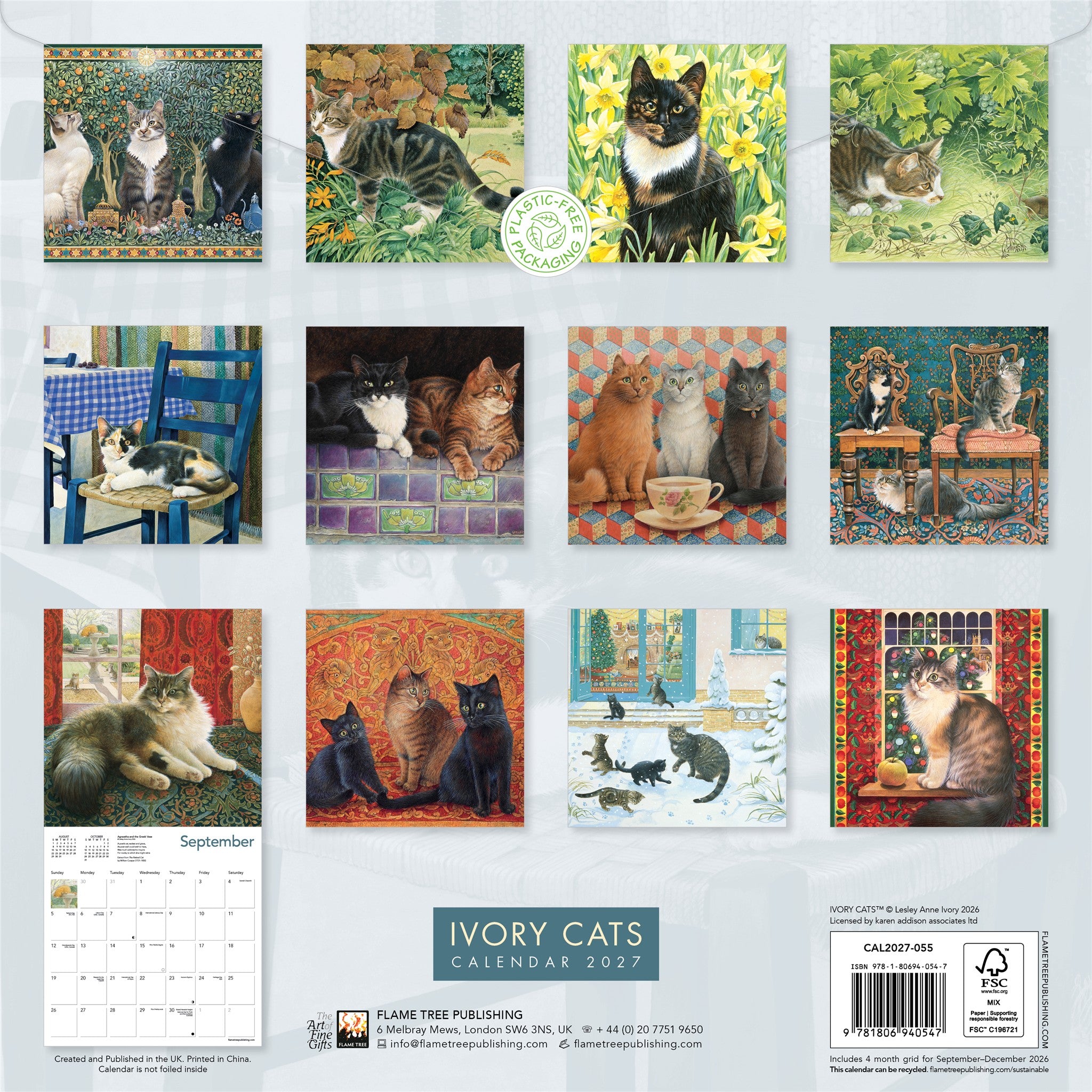 Ivory Cats 2027 Wall Calendar