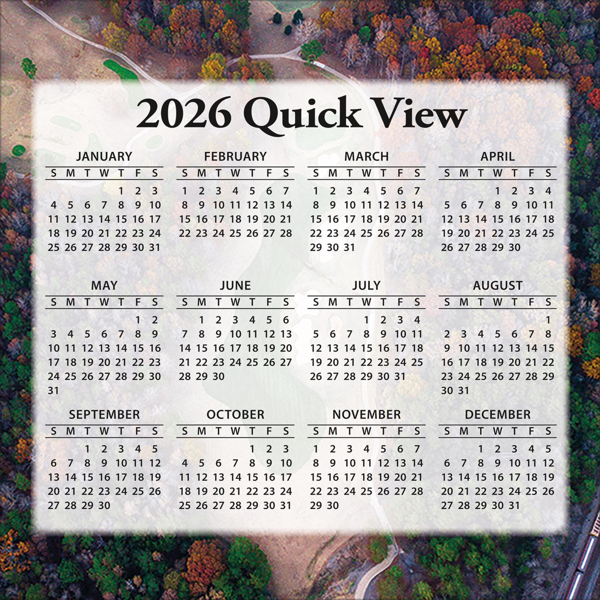 Golf Courses 2026 Box Calendar