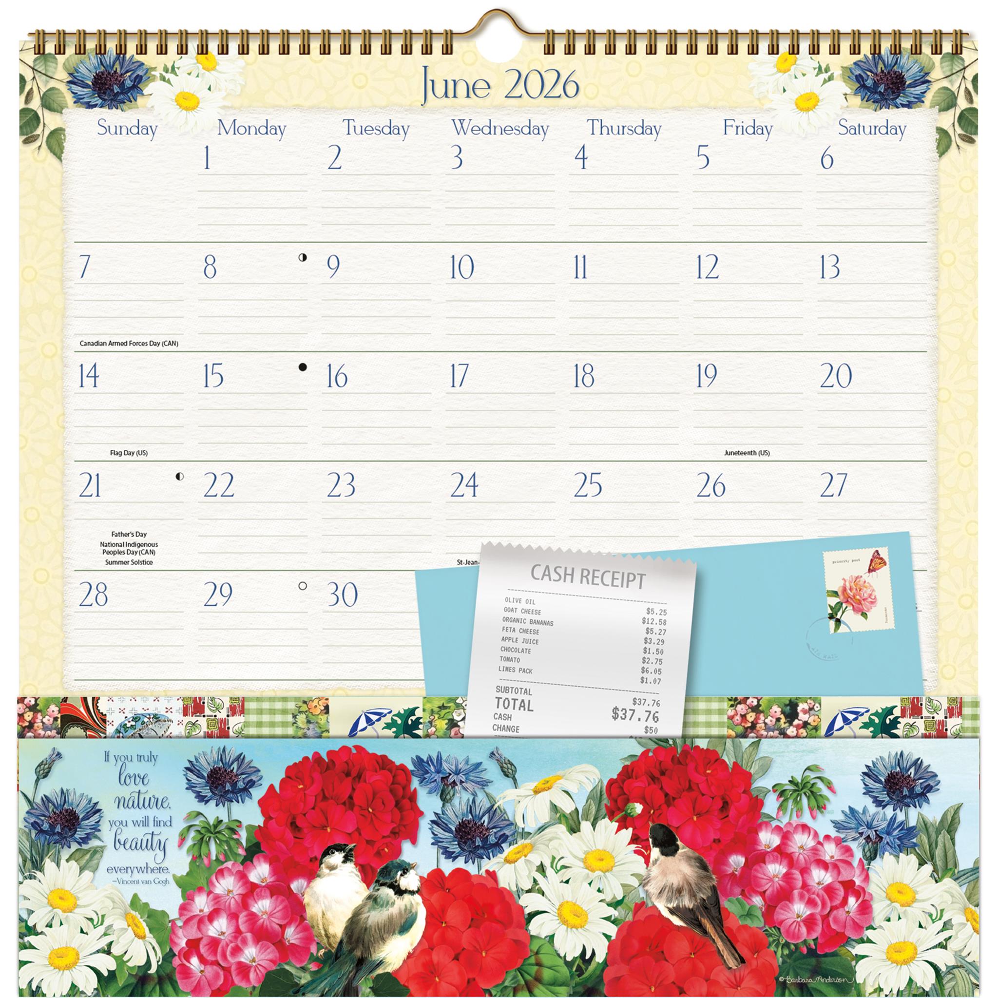 Botanical Gardens Note Nook 2026 Wall Calendar