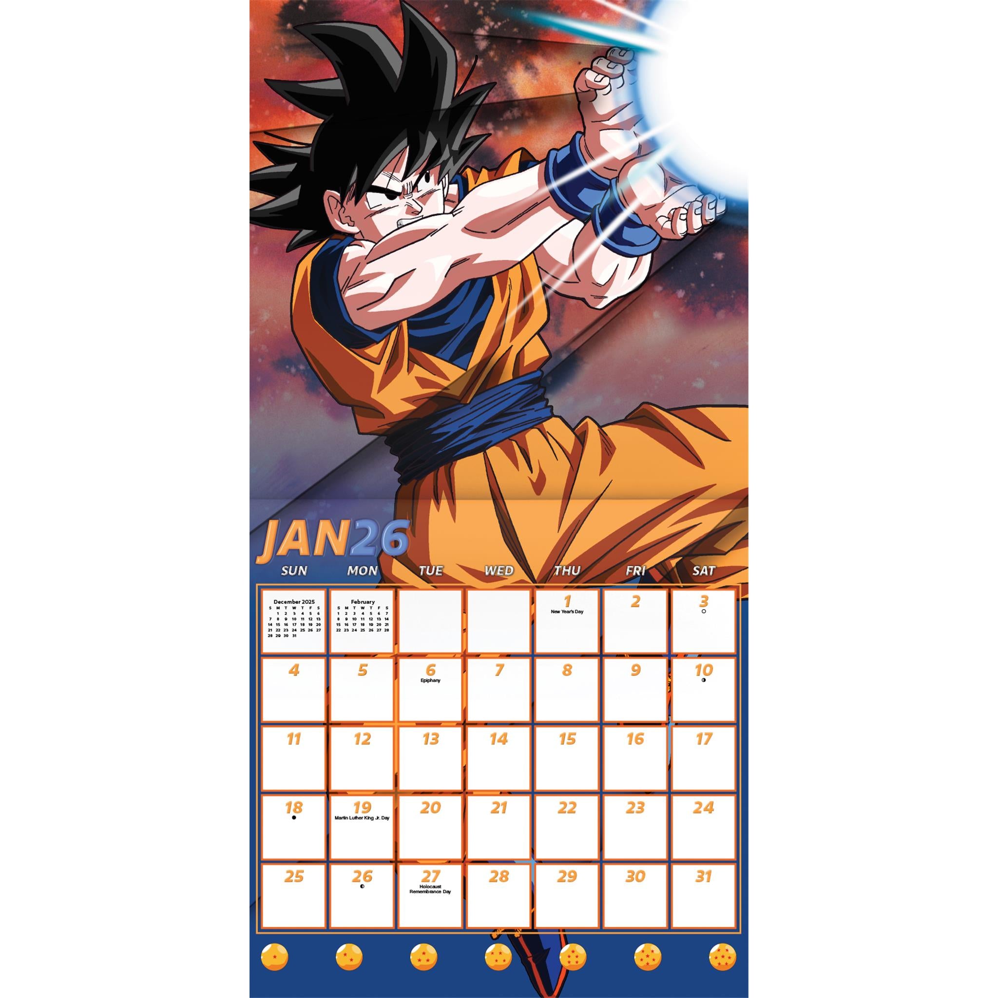 Calendrier mural Dragon Ball Z 2026
