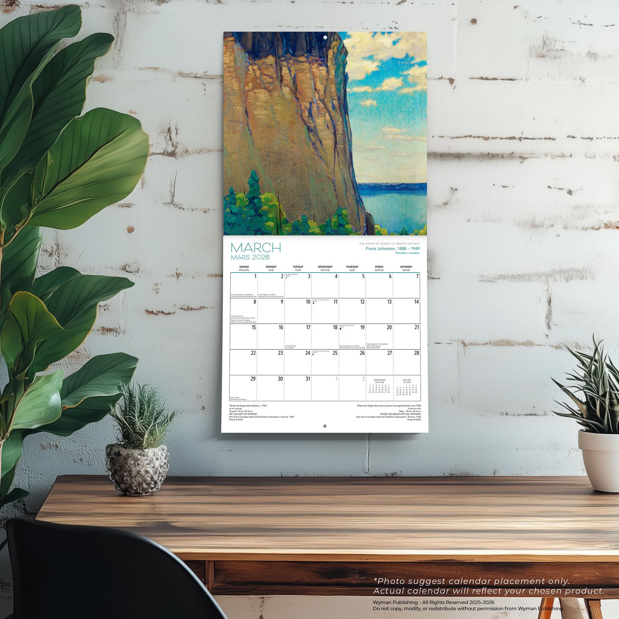 Calendrier mural du Groupe des Sept AGO 2026