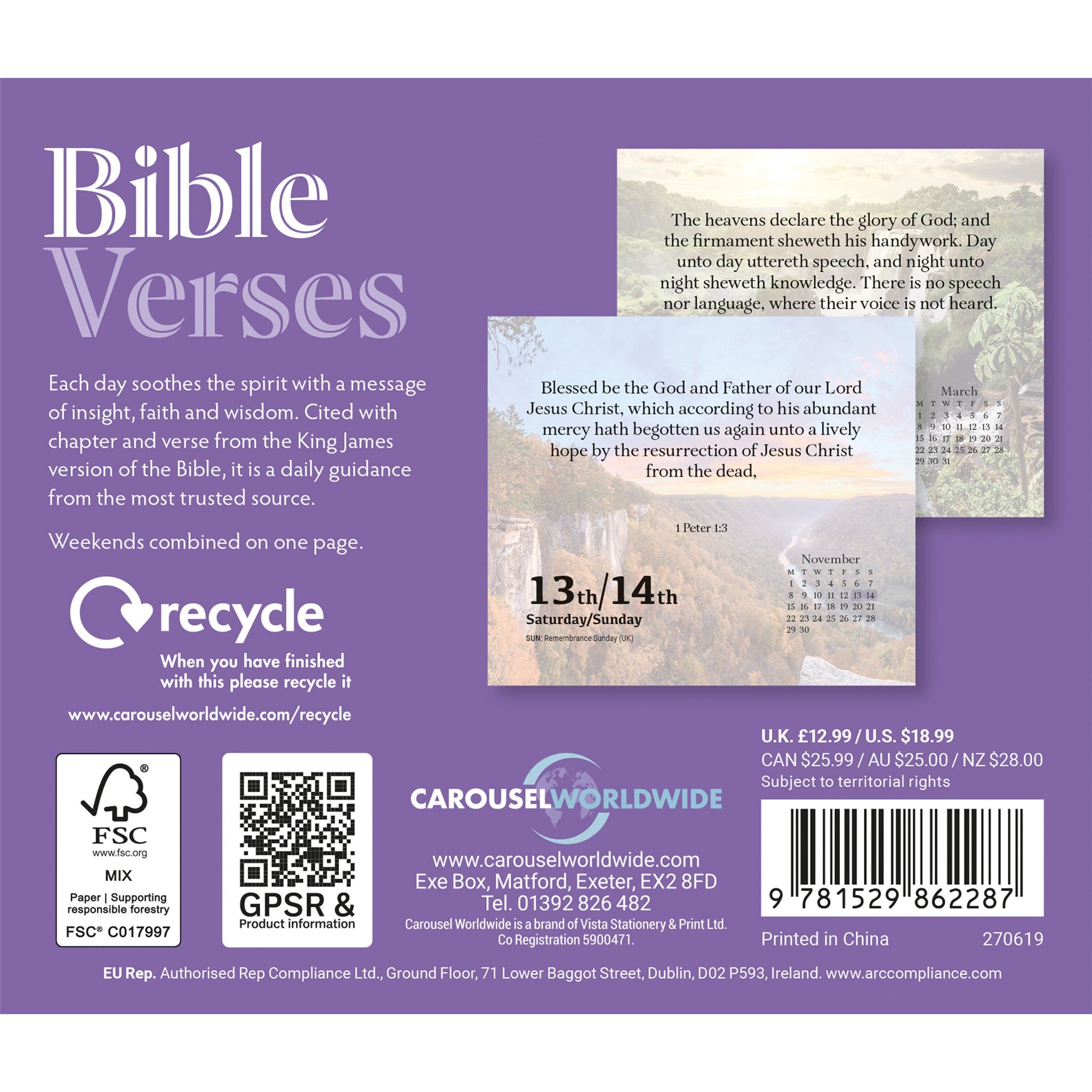 Calendrier de bureau 2027 : Versets bibliques